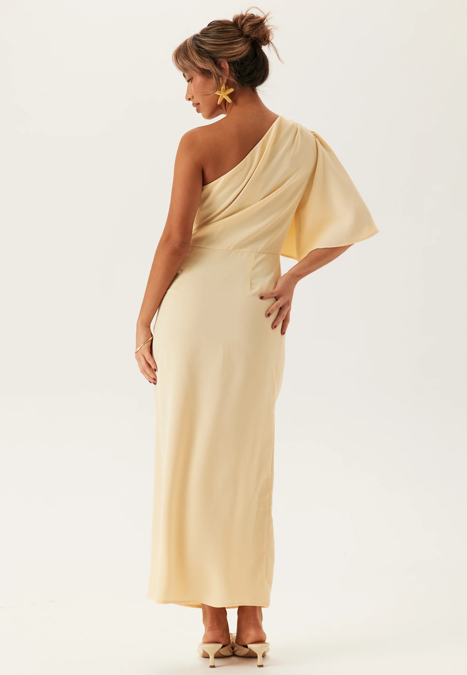 Ruched One Shoulder Midi Dress - Image 3