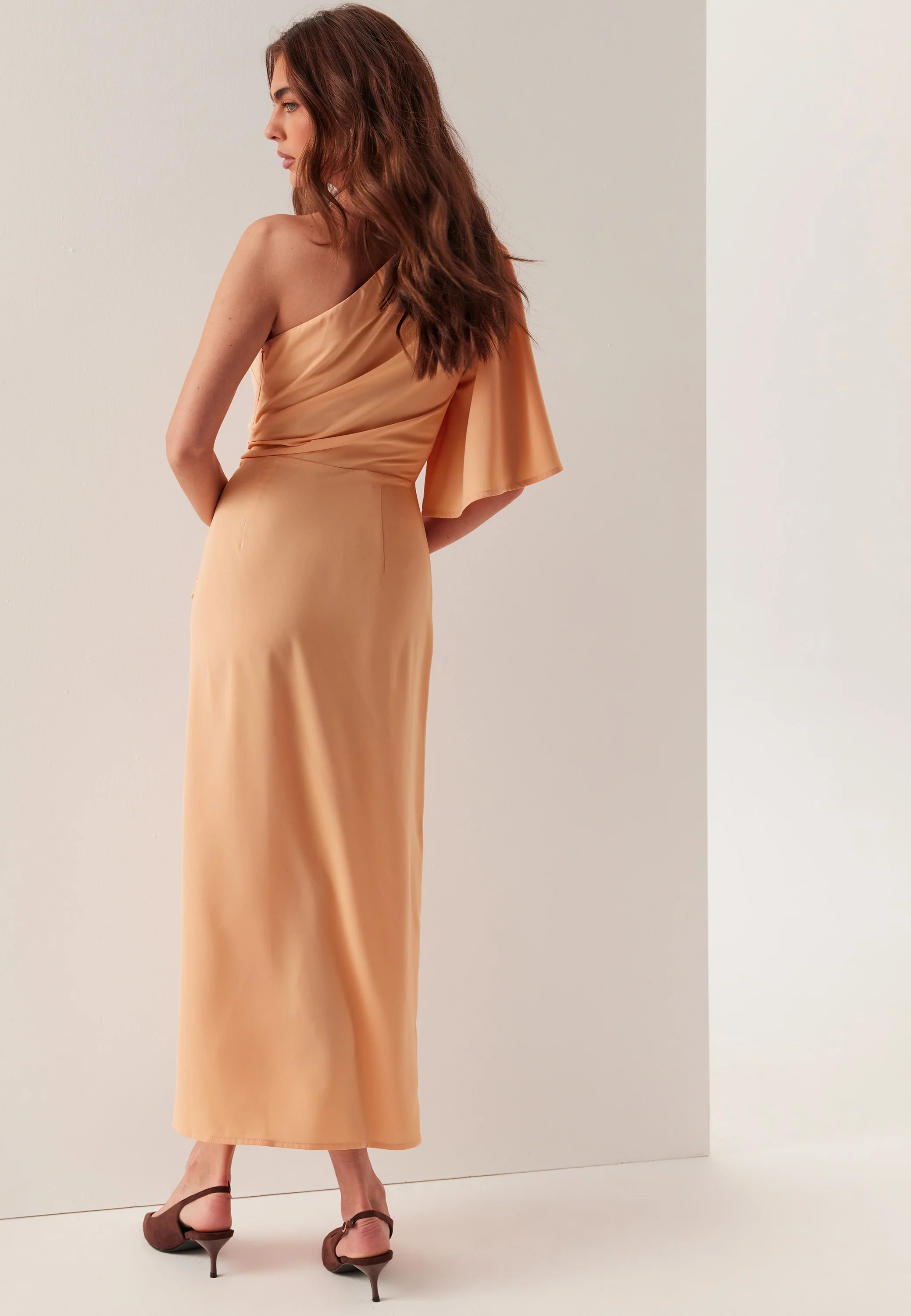 Ruched One Shoulder Midi Dress - Image 6