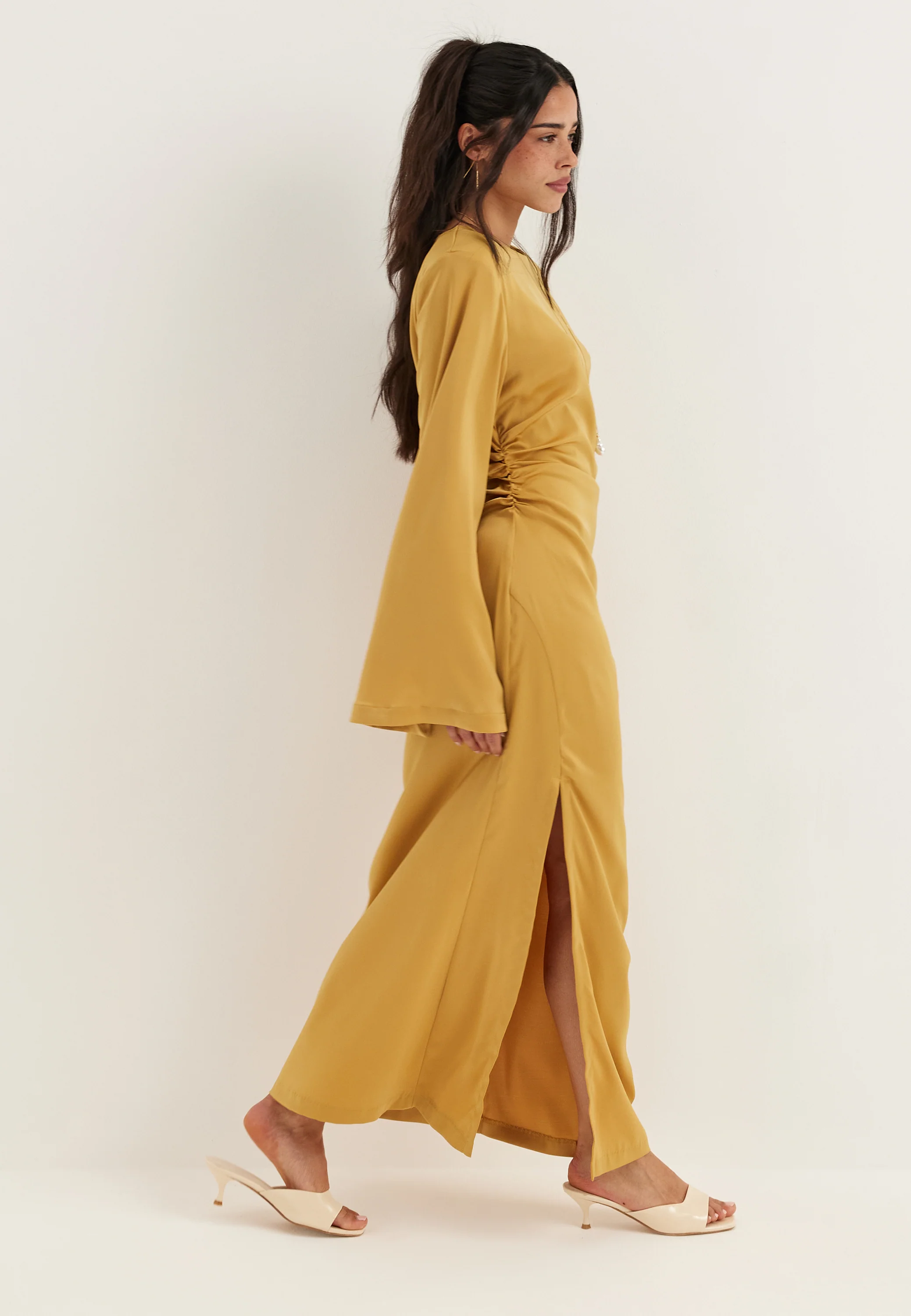 Ruched Satin Maxi Dress - Image 3