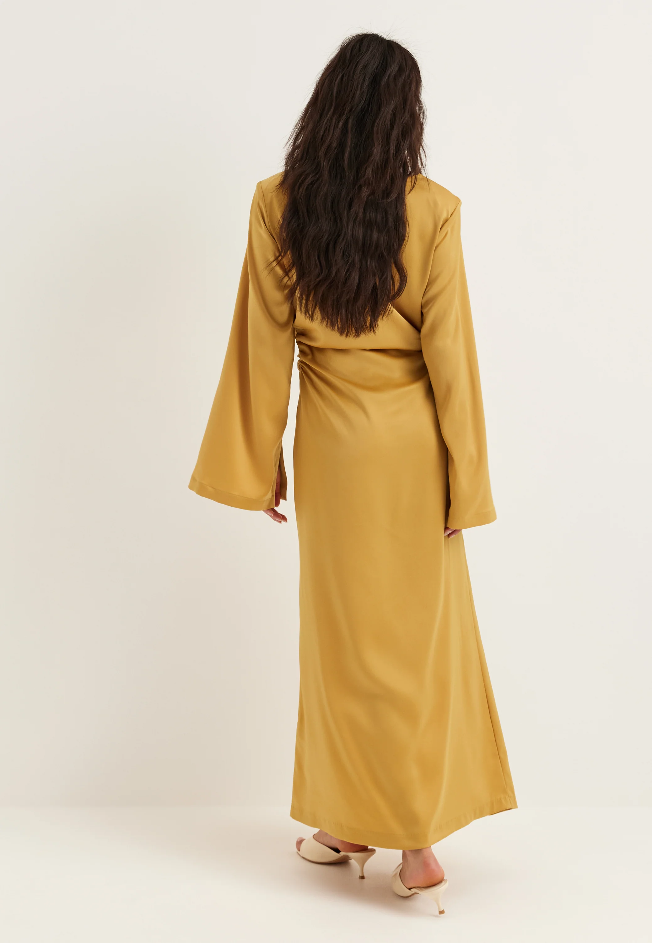 Ruched Satin Maxi Dress - Image 6