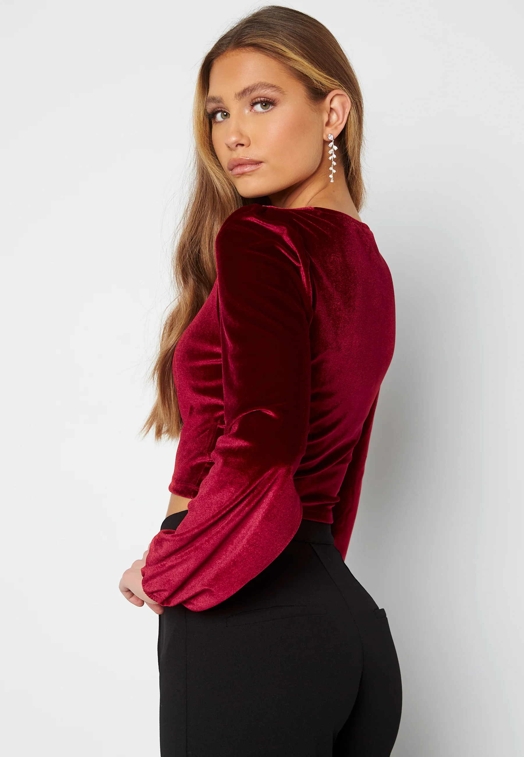 Rudina puff sleeve velvet top - Image 3