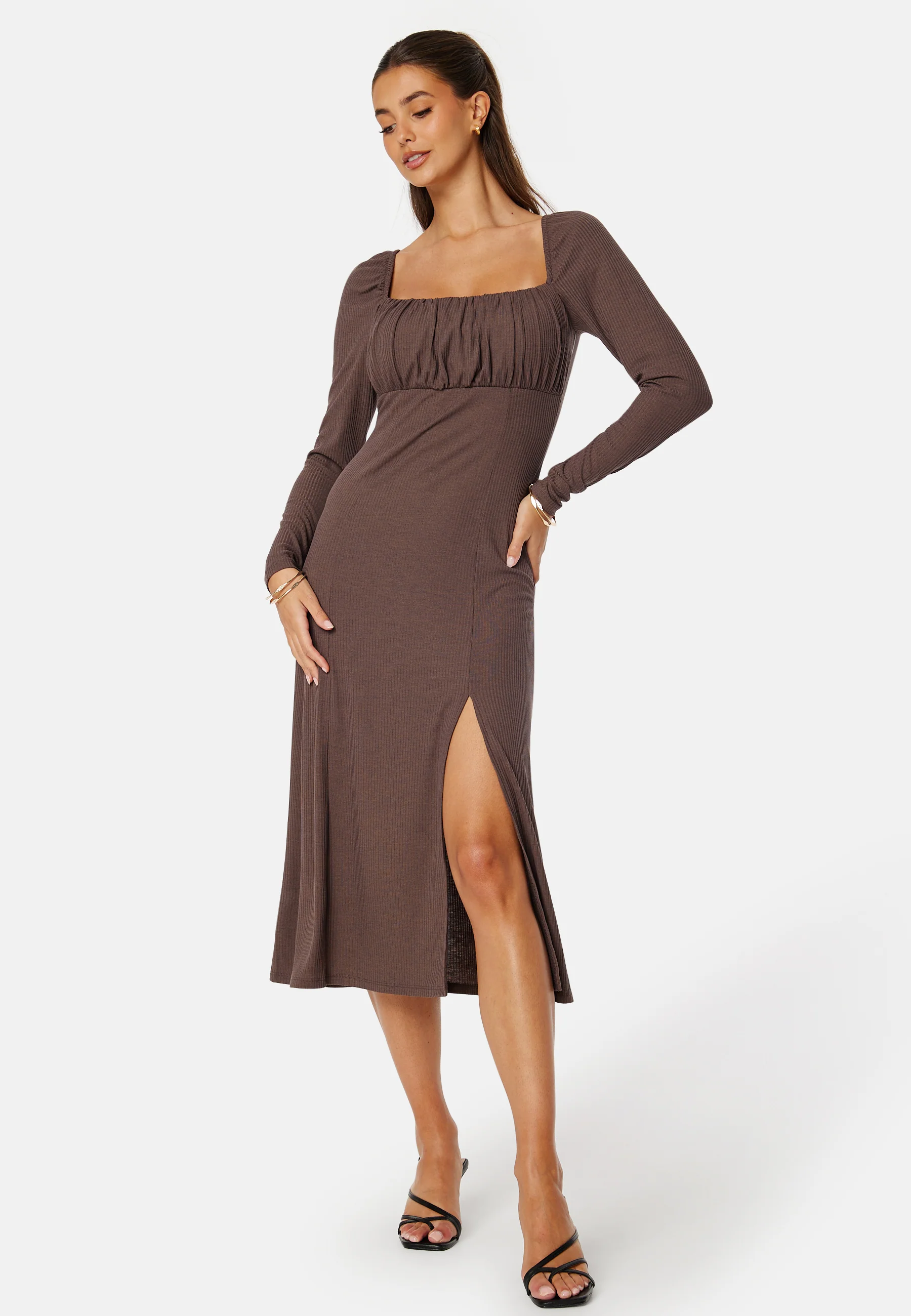 Rushed Square Neck Midi Dress - Image 2