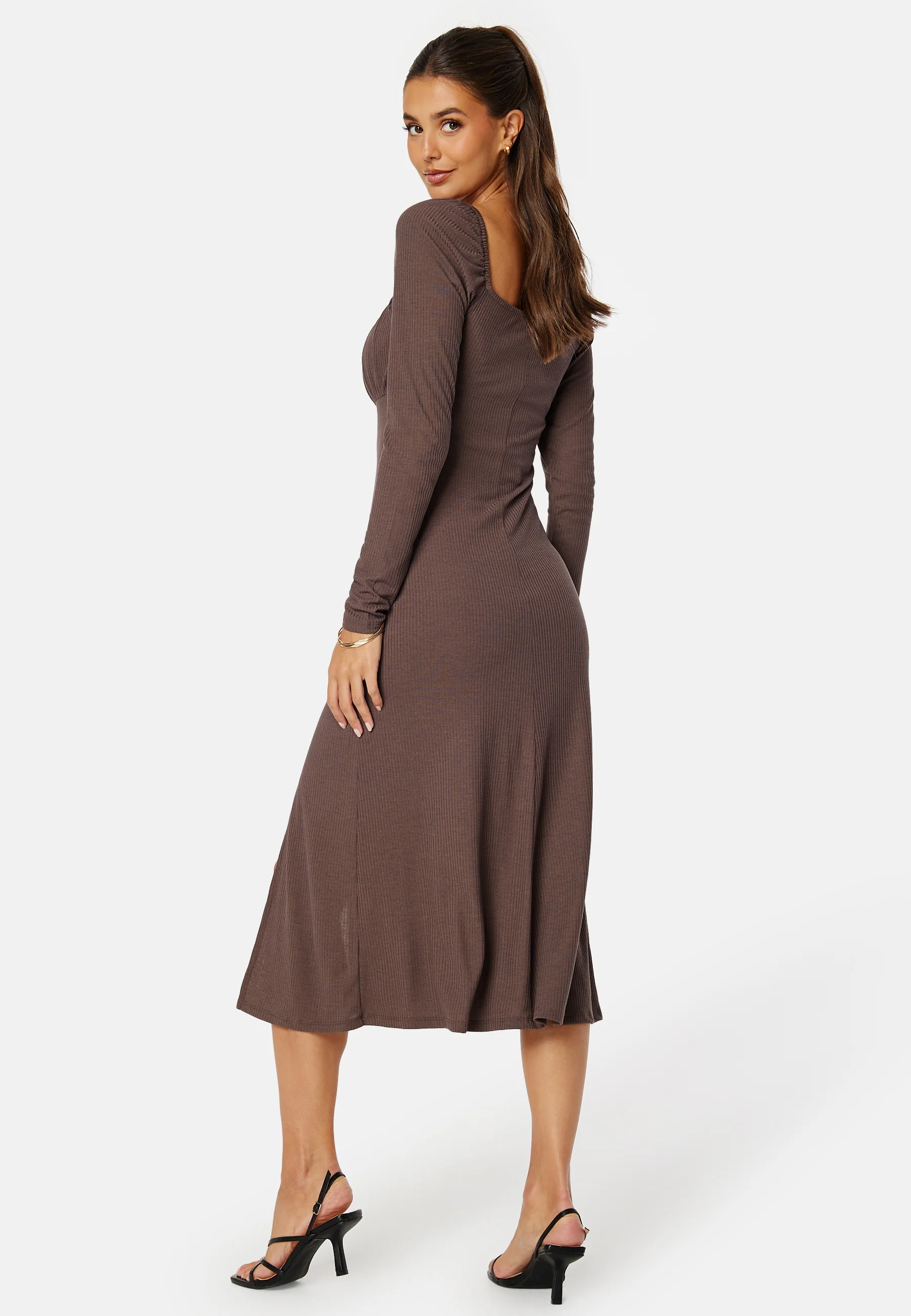 Rushed Square Neck Midi Dress - Image 3