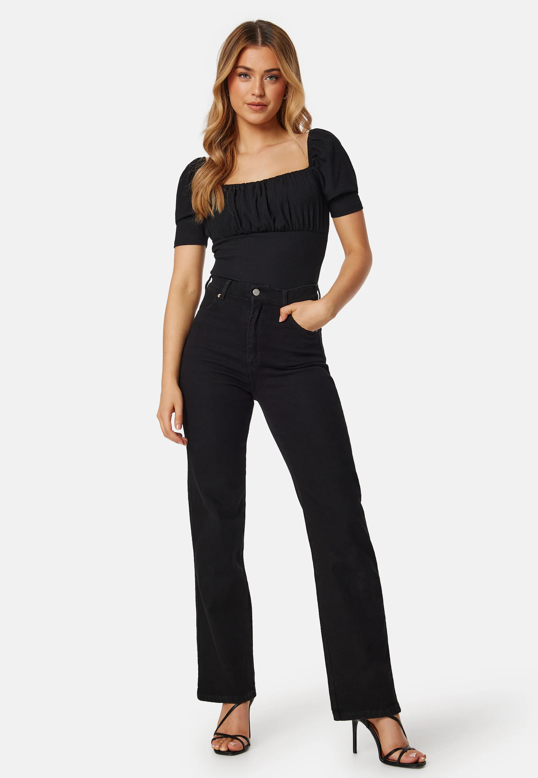 Rushed Square Neck Short Sleeve Top - Image 3