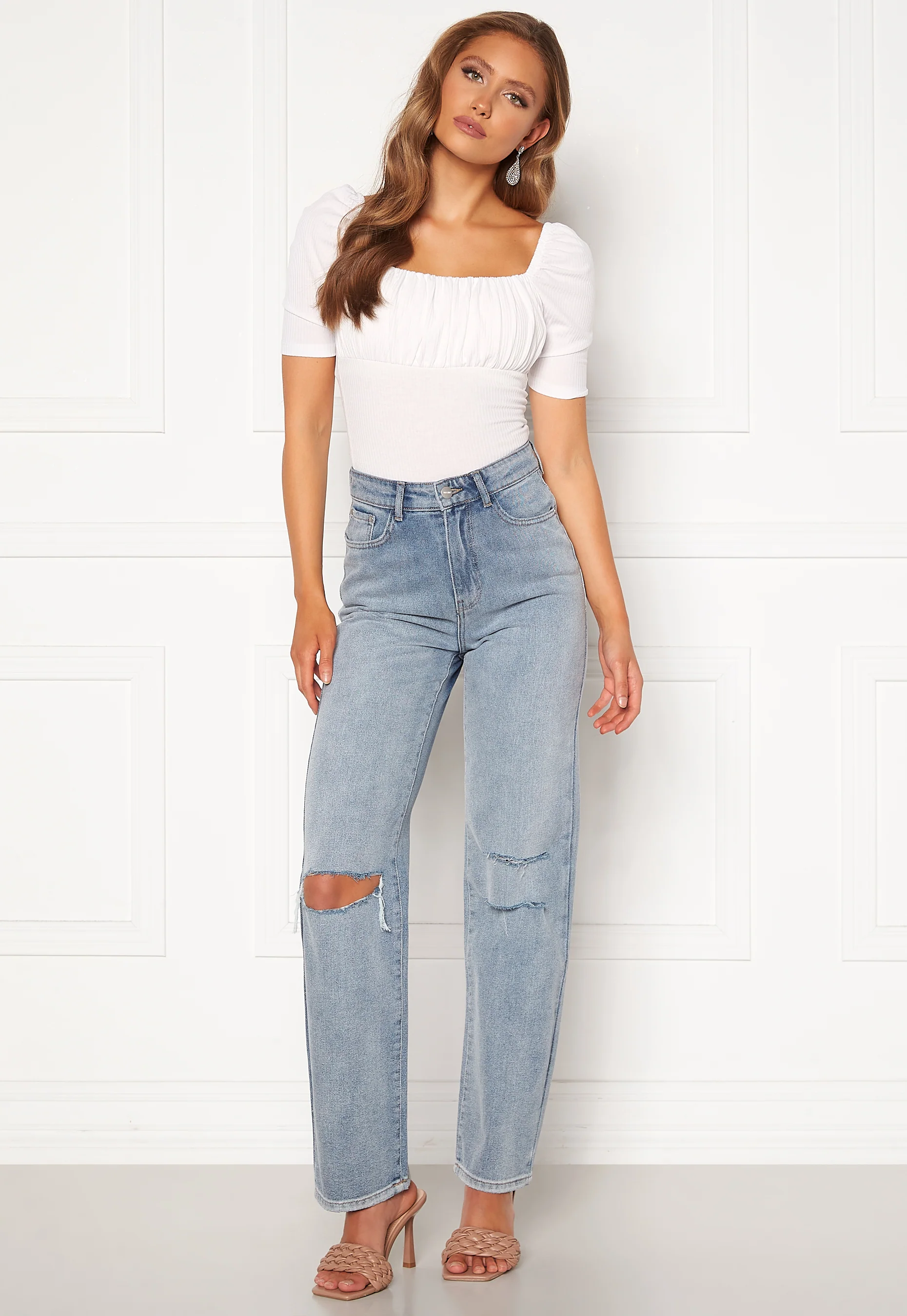 Rushed Square Neck Short Sleeve Top - Image 3