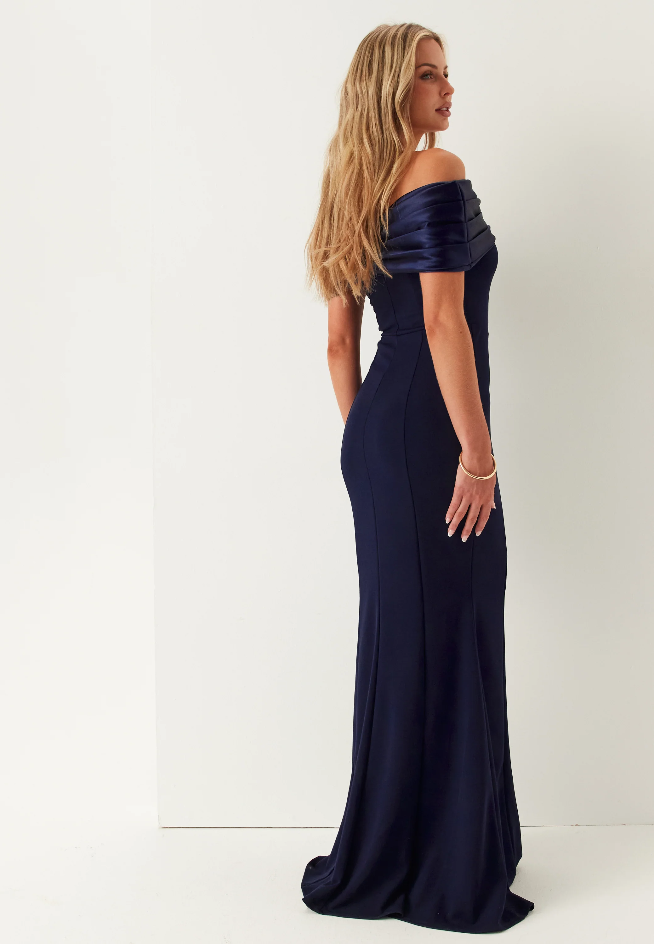 Satin Bow Off Shoulder Gown - Image 4