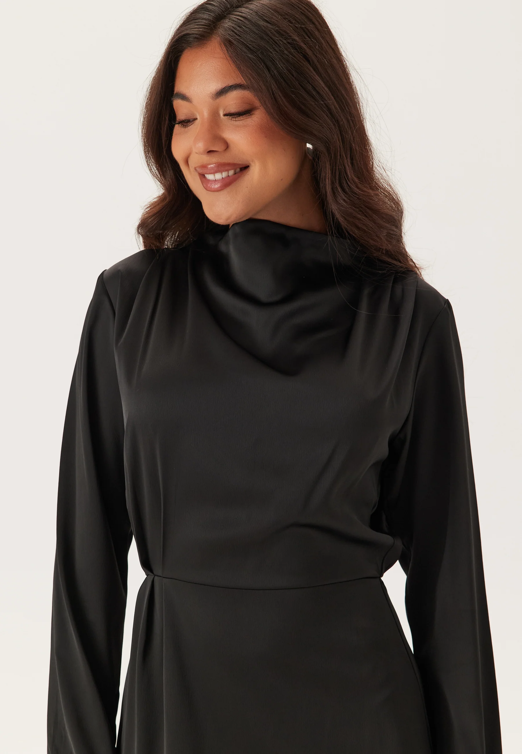 Satin Cowl Neck Midi Dress - Image 3