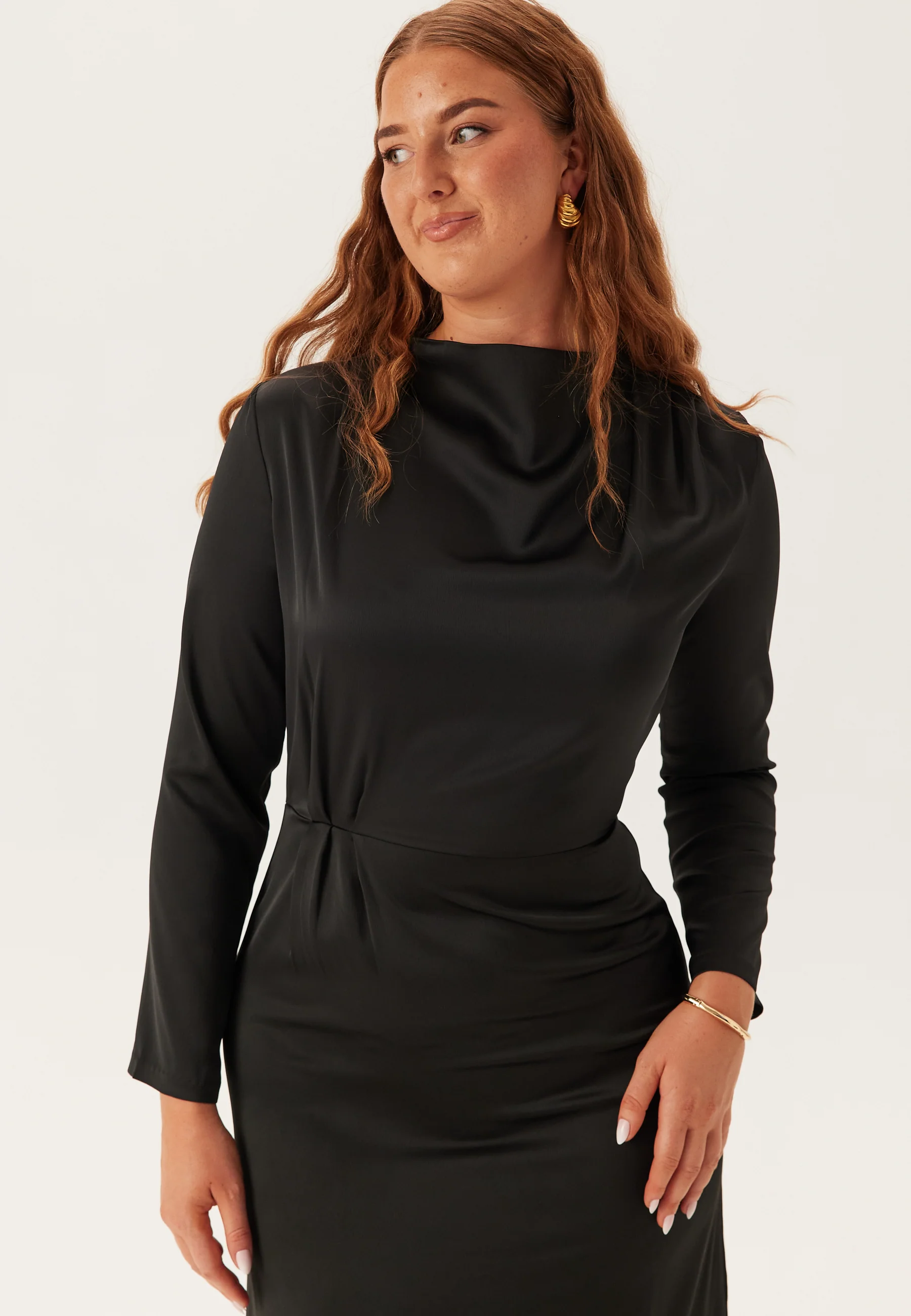 Satin Cowl Neck Midi Dress - Image 7