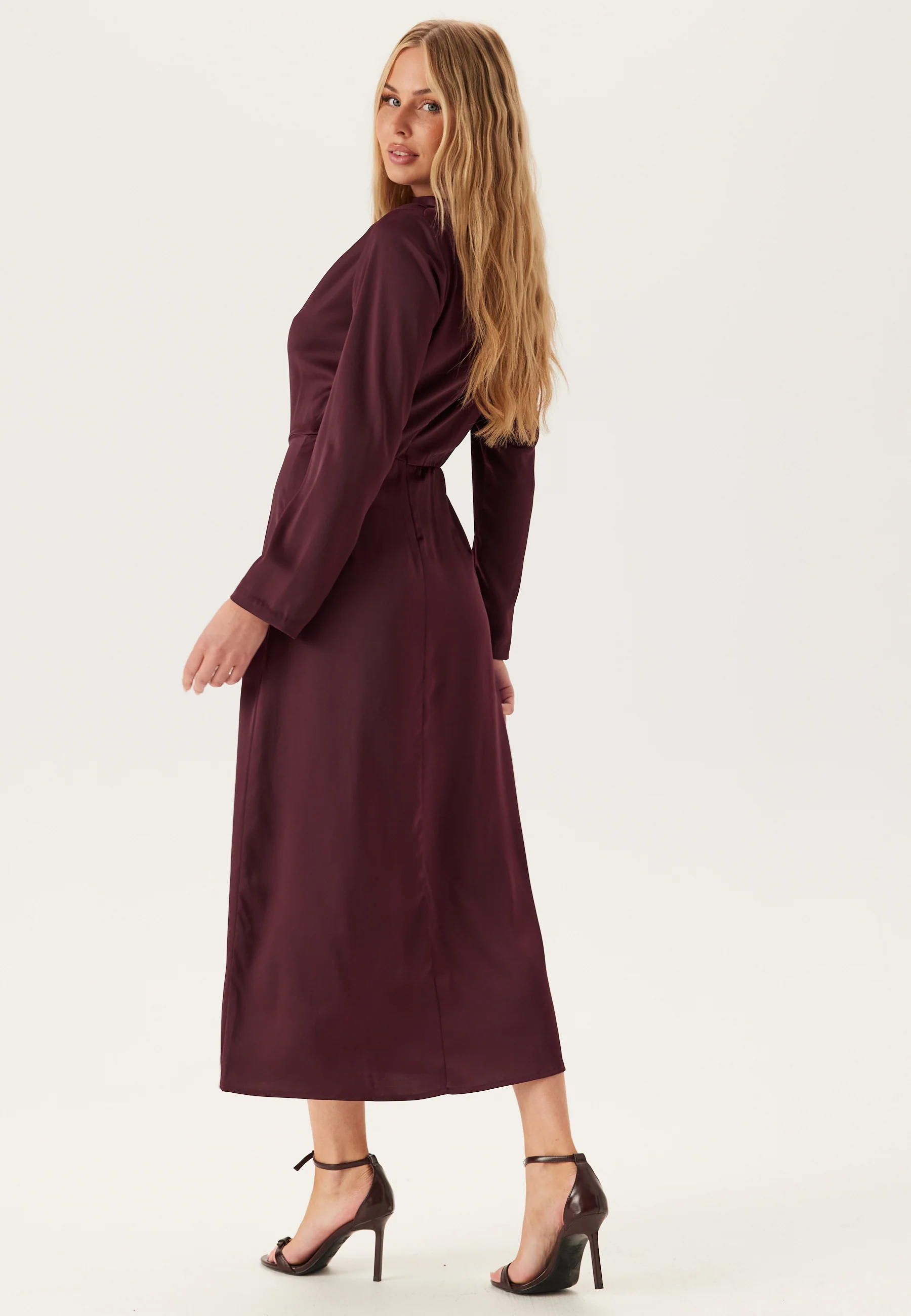 Satin Cowl Neck Midi Dress - Image 3
