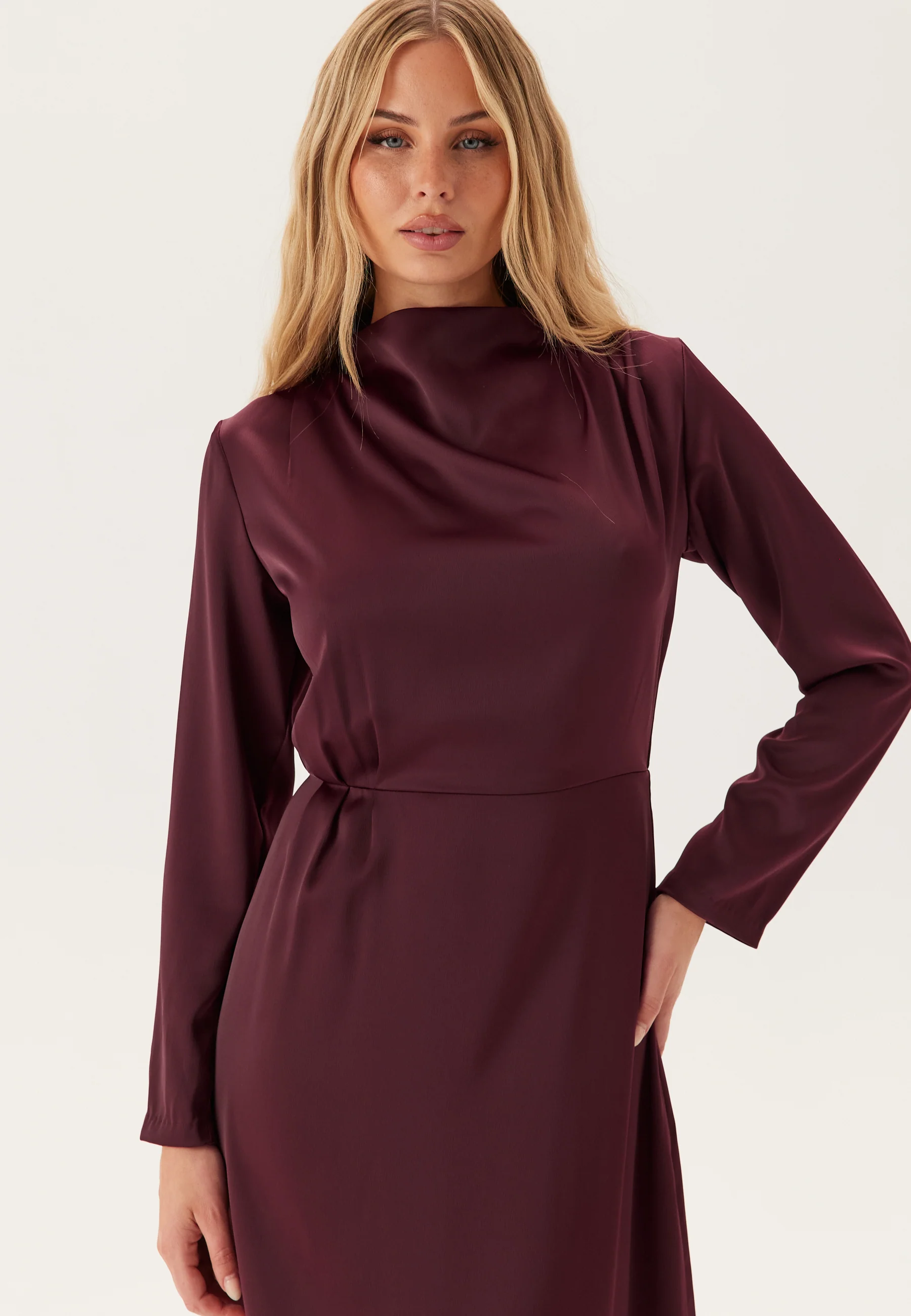 Satin Cowl Neck Midi Dress - Image 4