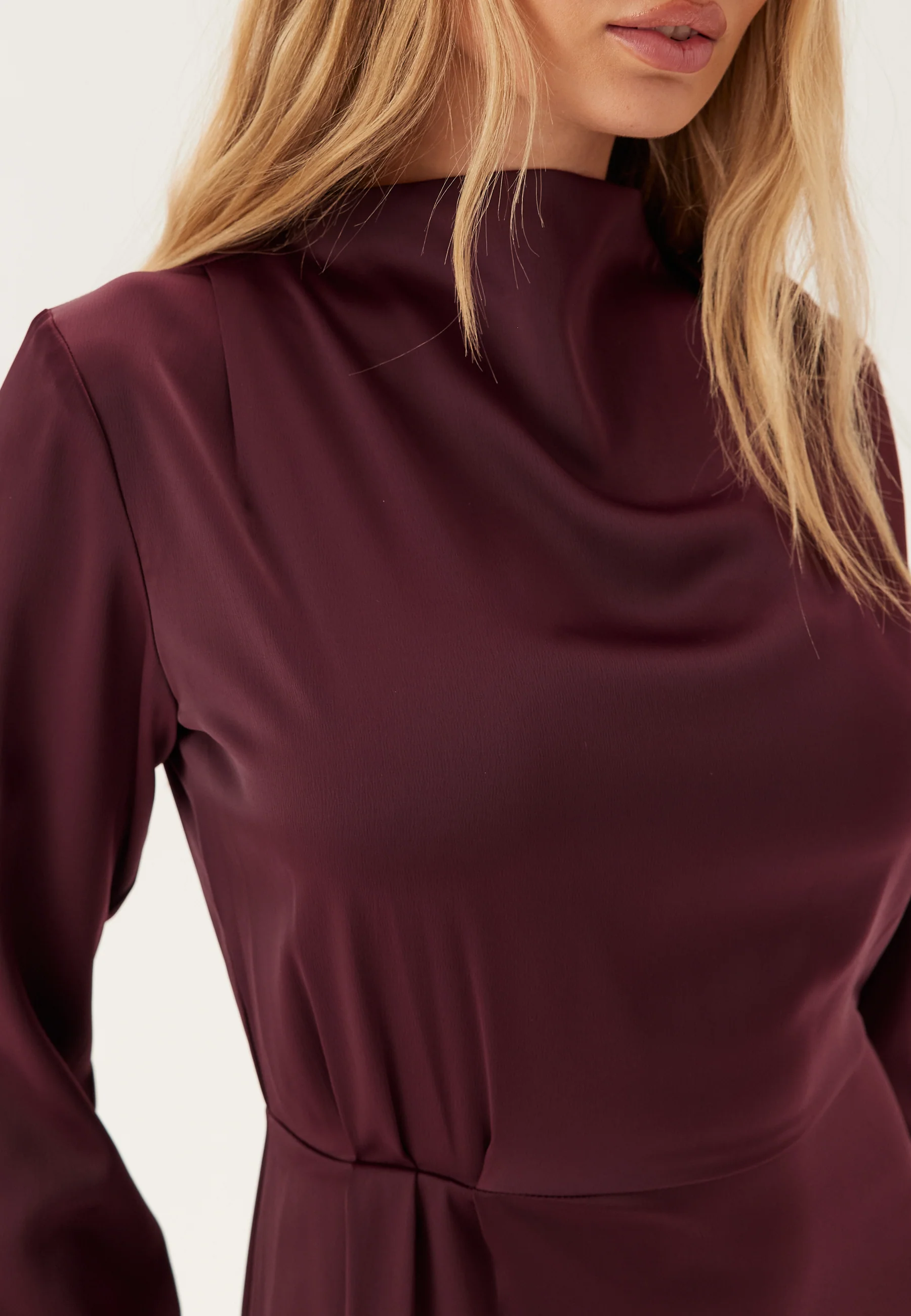 Satin Cowl Neck Midi Dress - Image 5