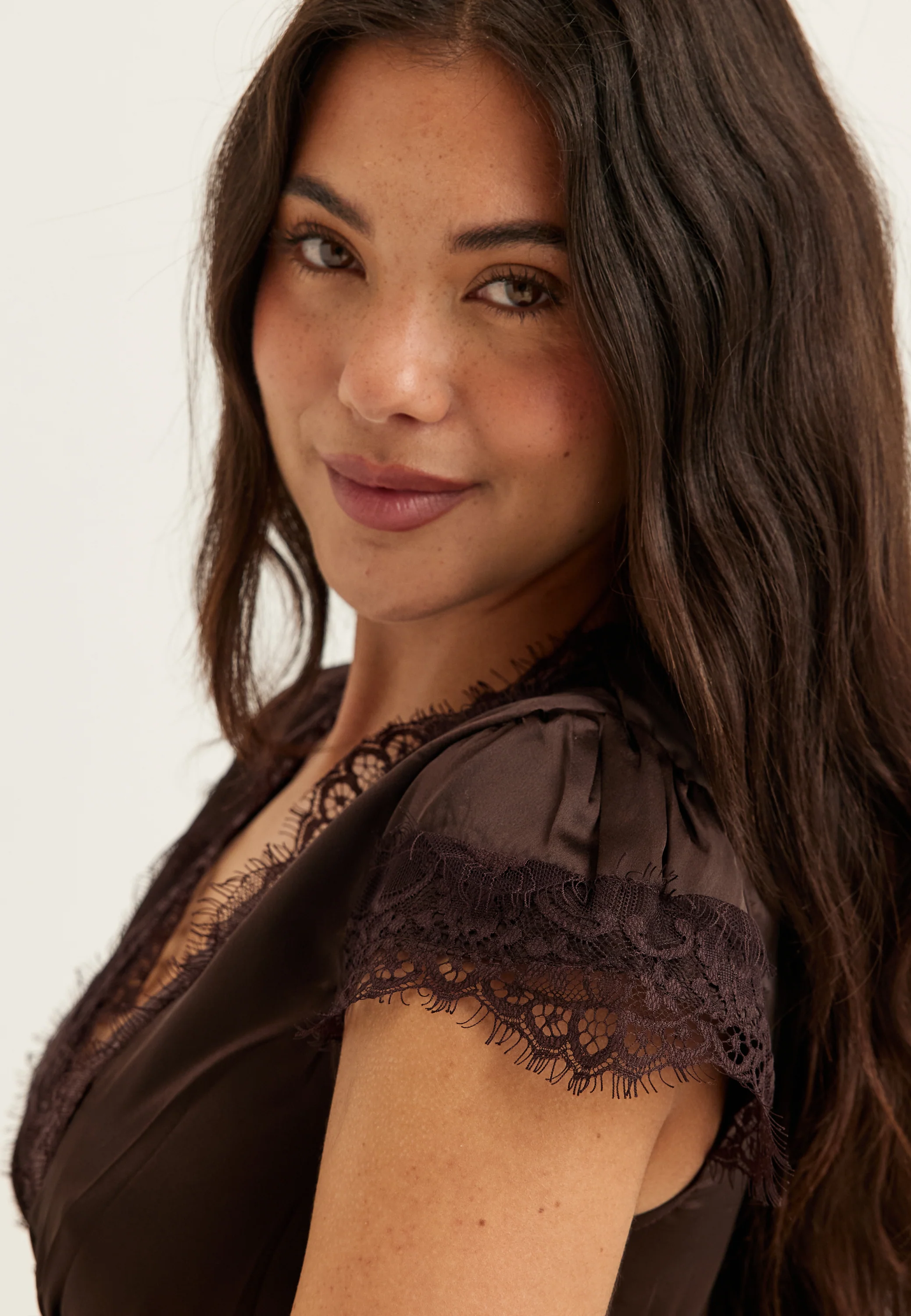 Satin Lace Mini Dress - Image 4