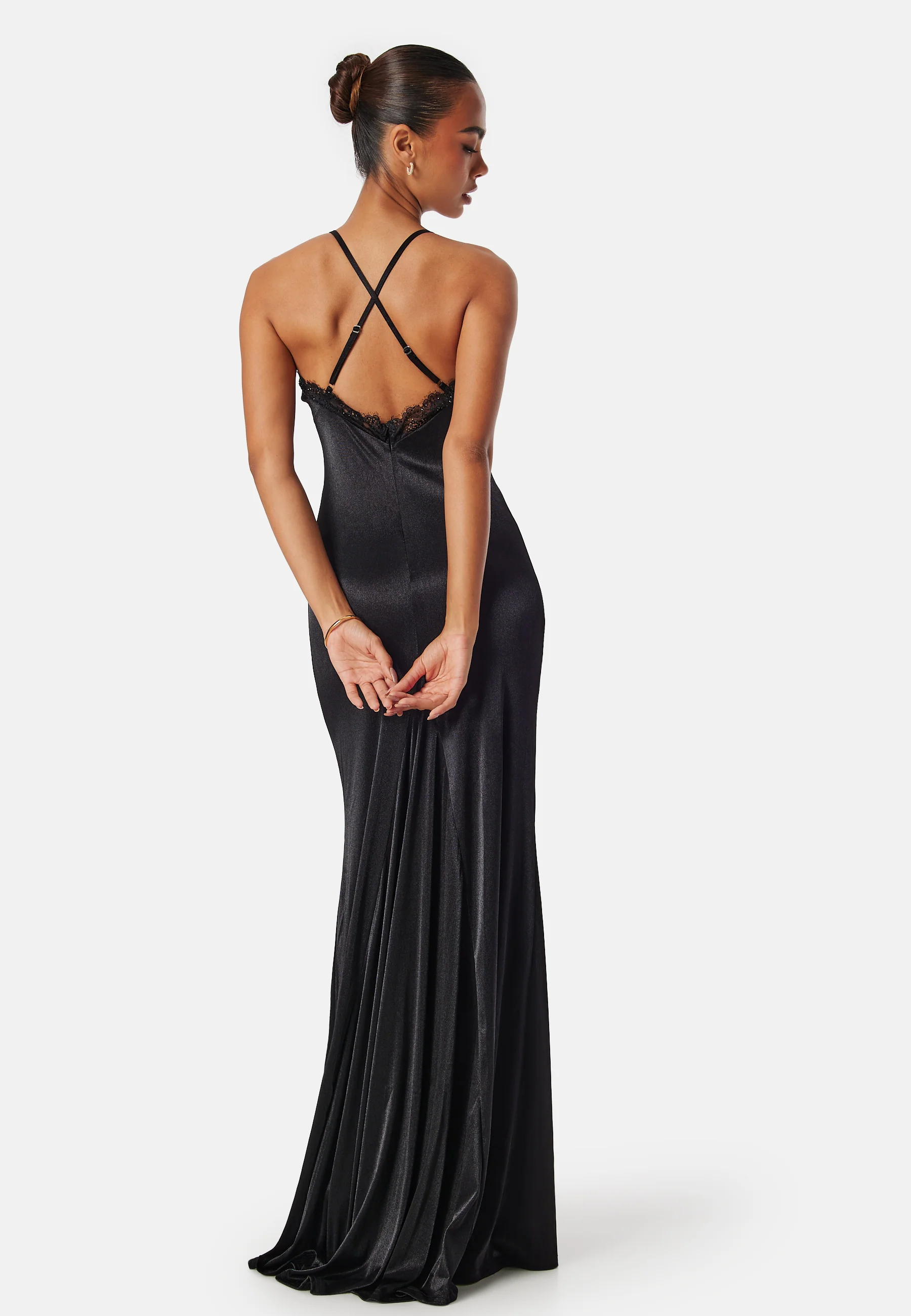 Satin Lace Trim Maxi Dress - Image 2