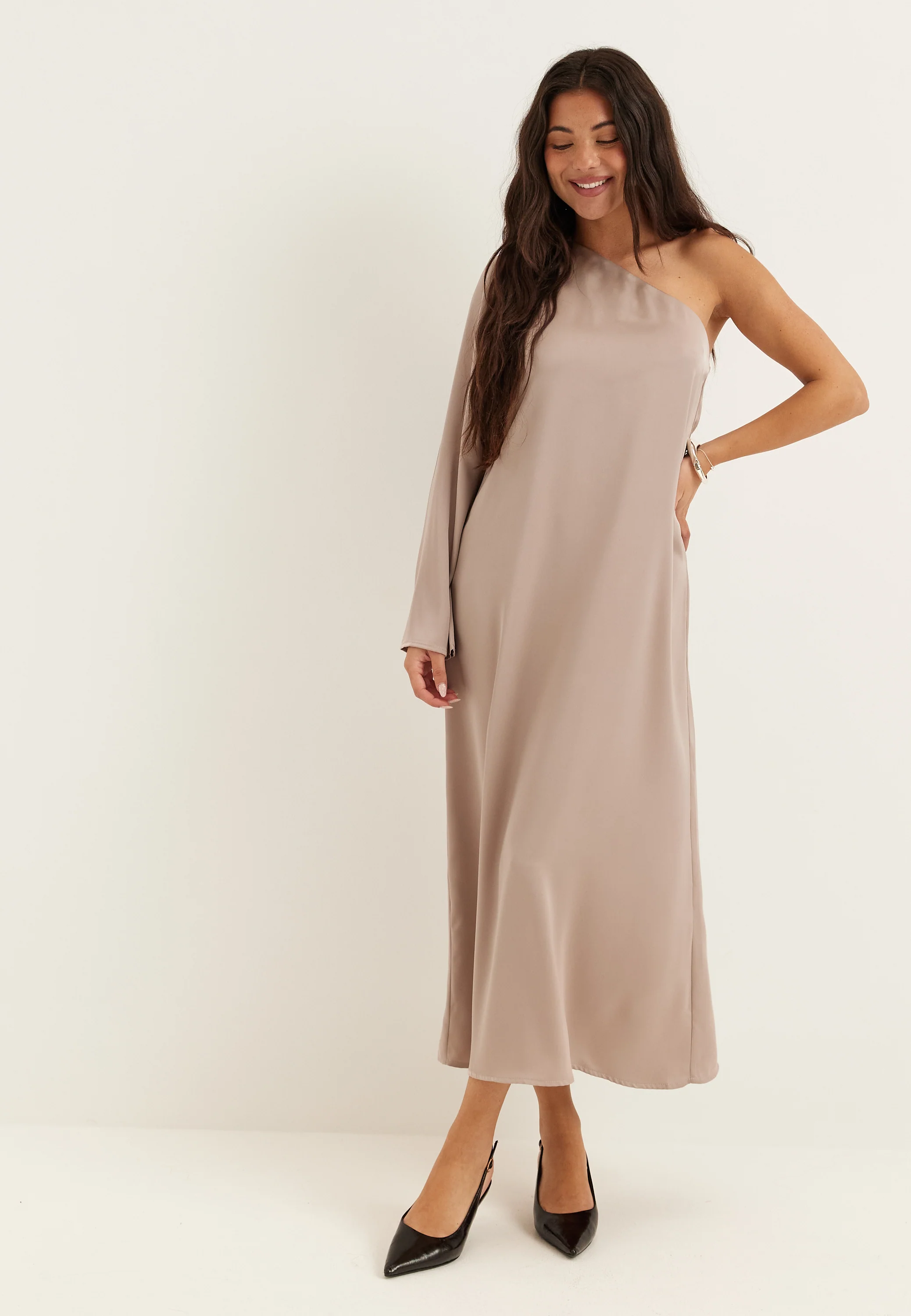 Satin One Shoulder Dress
