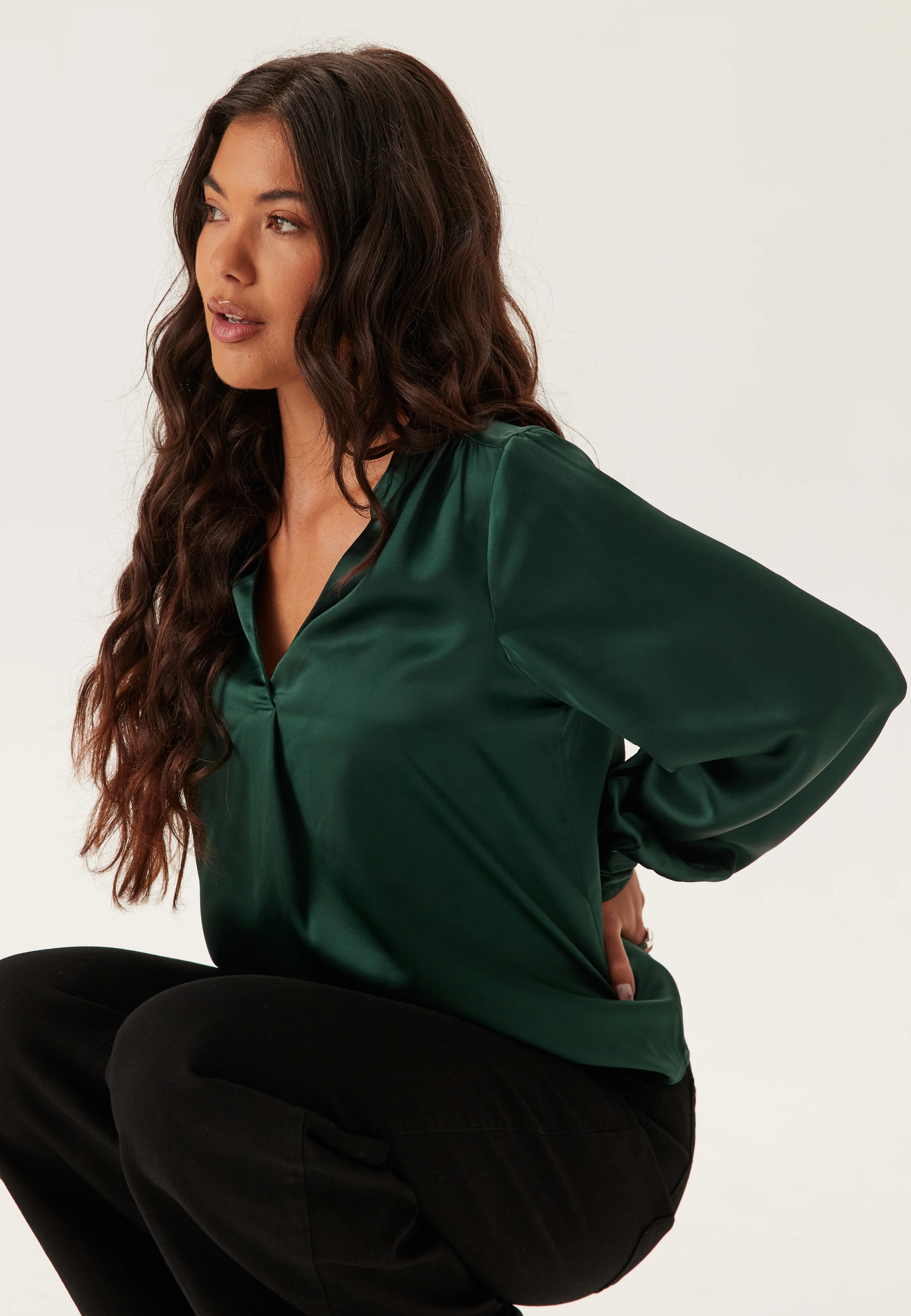 Satin Puff Sleeve Blouse - Image 3