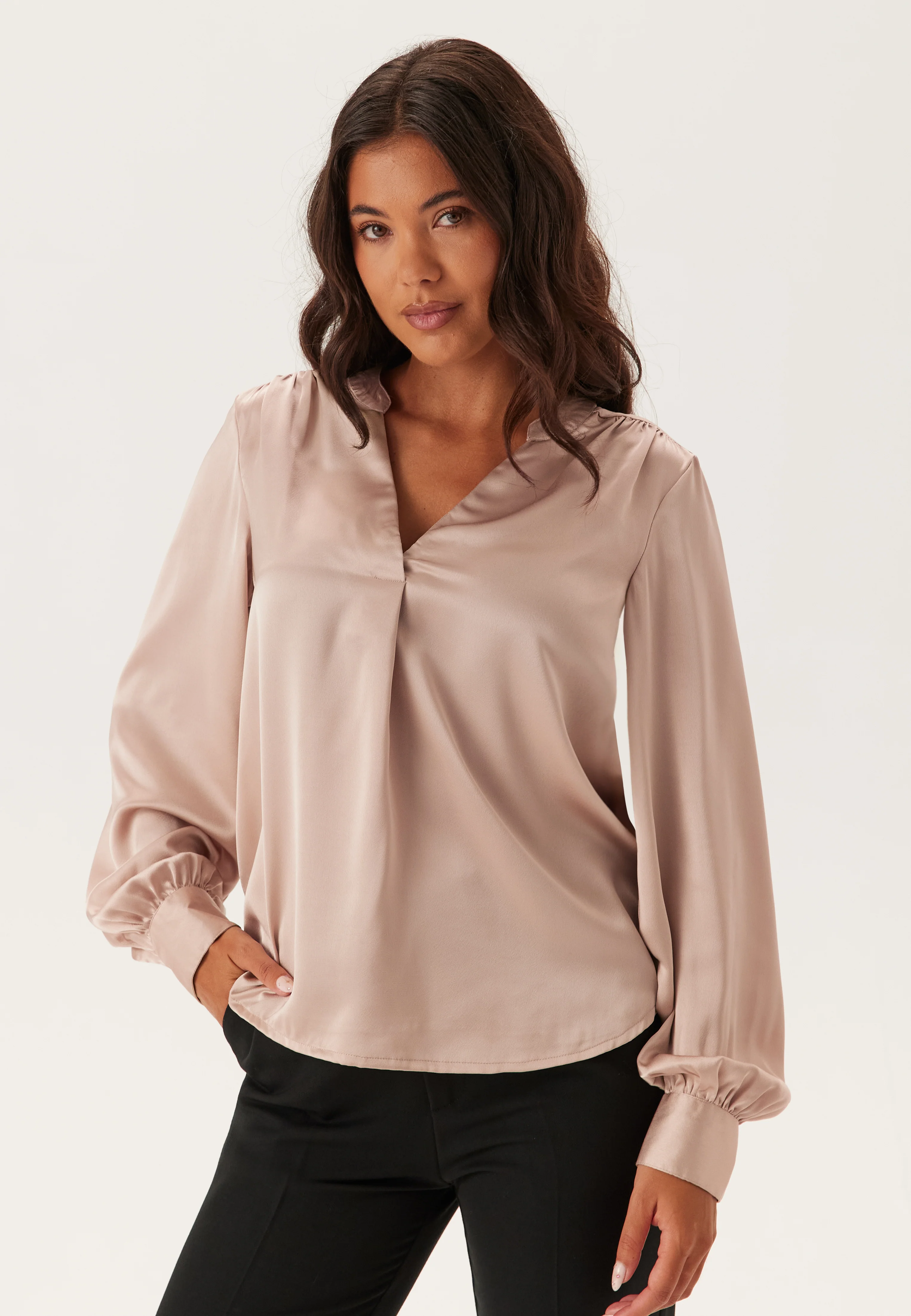 Satin Puff Sleeve Blouse - Image 2
