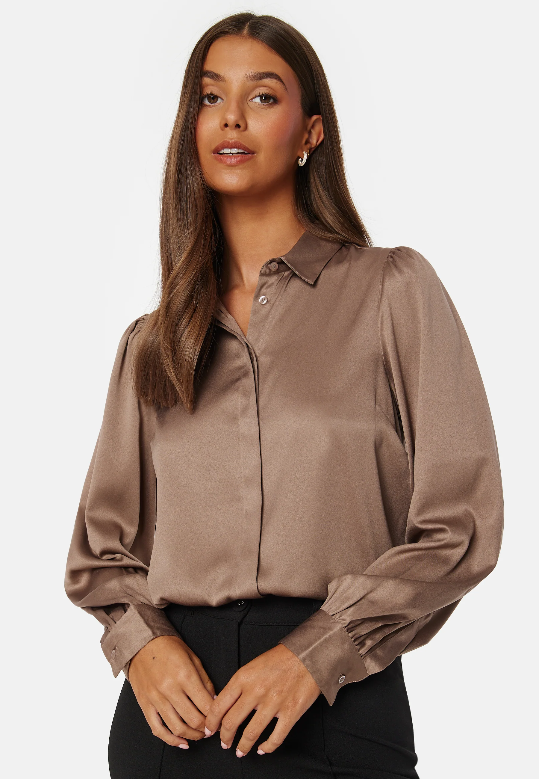 Satin Puff Sleeve Shirt - Image 2