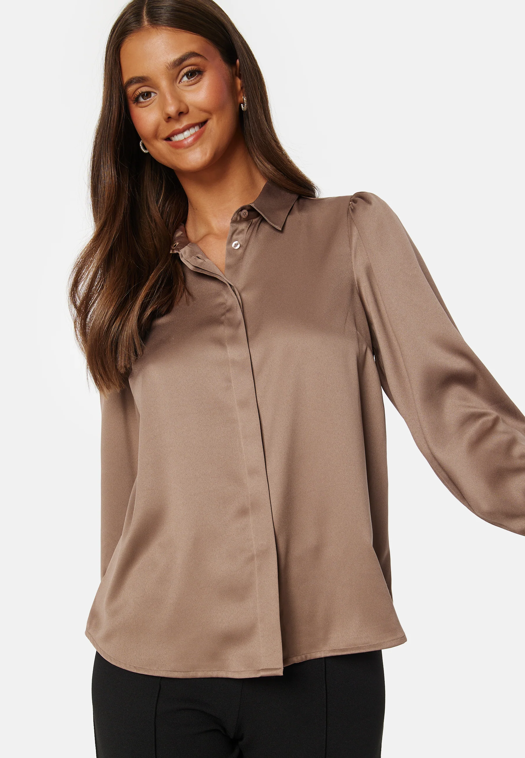 Satin Puff Sleeve Shirt - Image 3