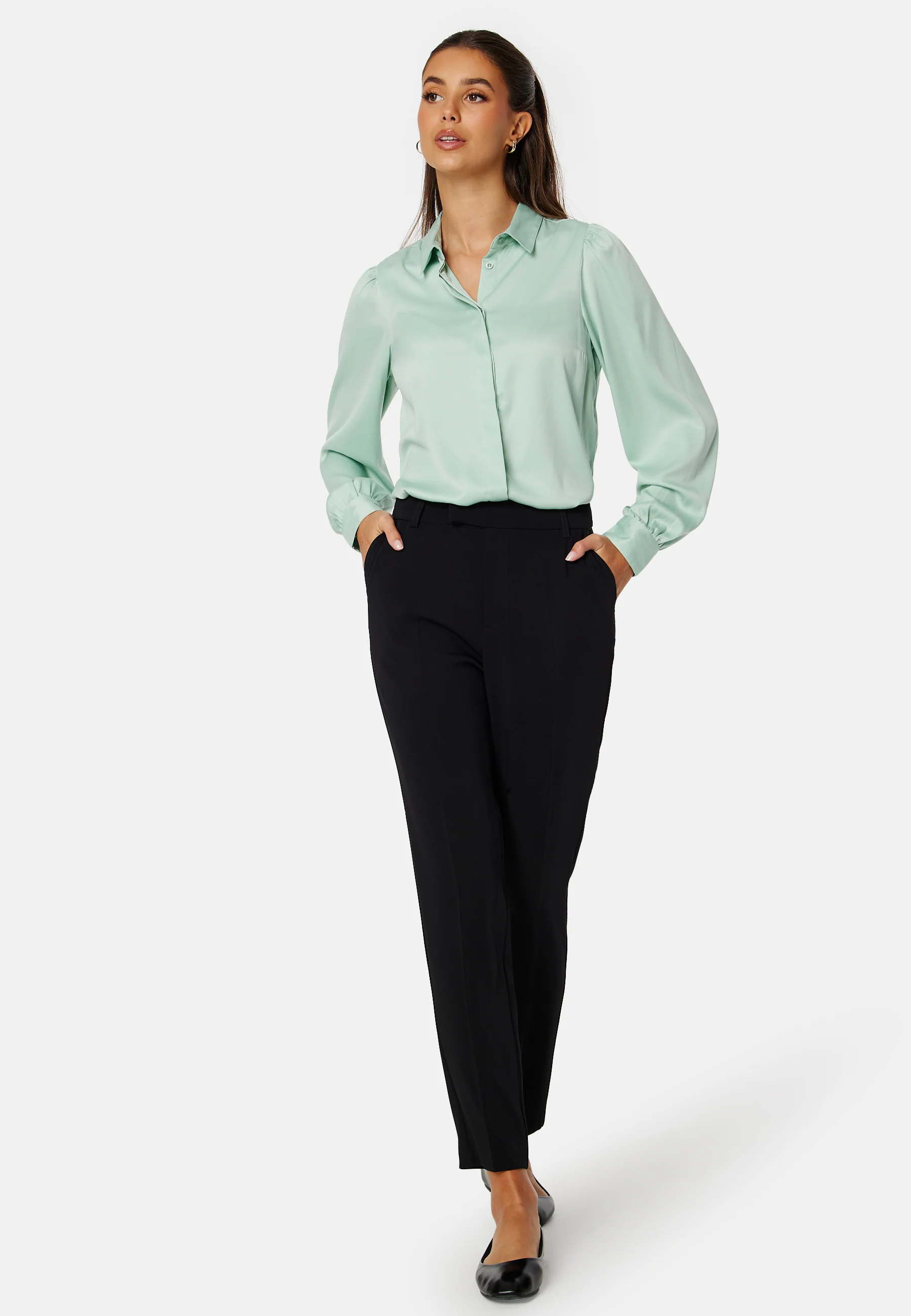 Satin Puff Sleeve Shirt - Image 2