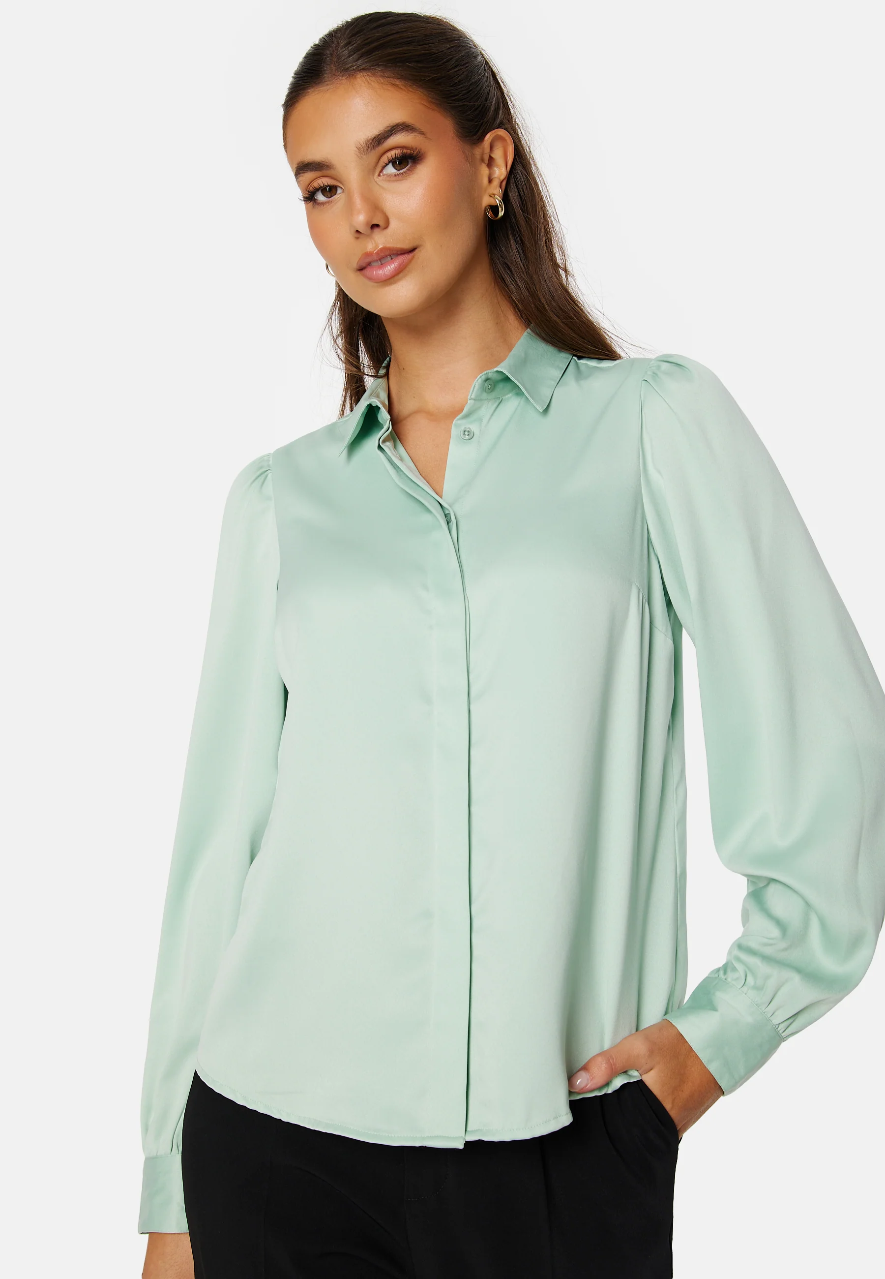 Satin Puff Sleeve Shirt - Image 3