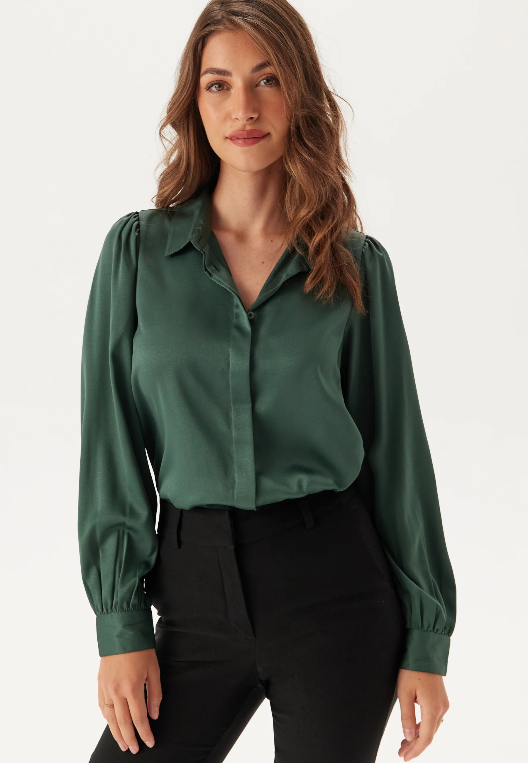Satin Puff Sleeve Shirt - Image 2