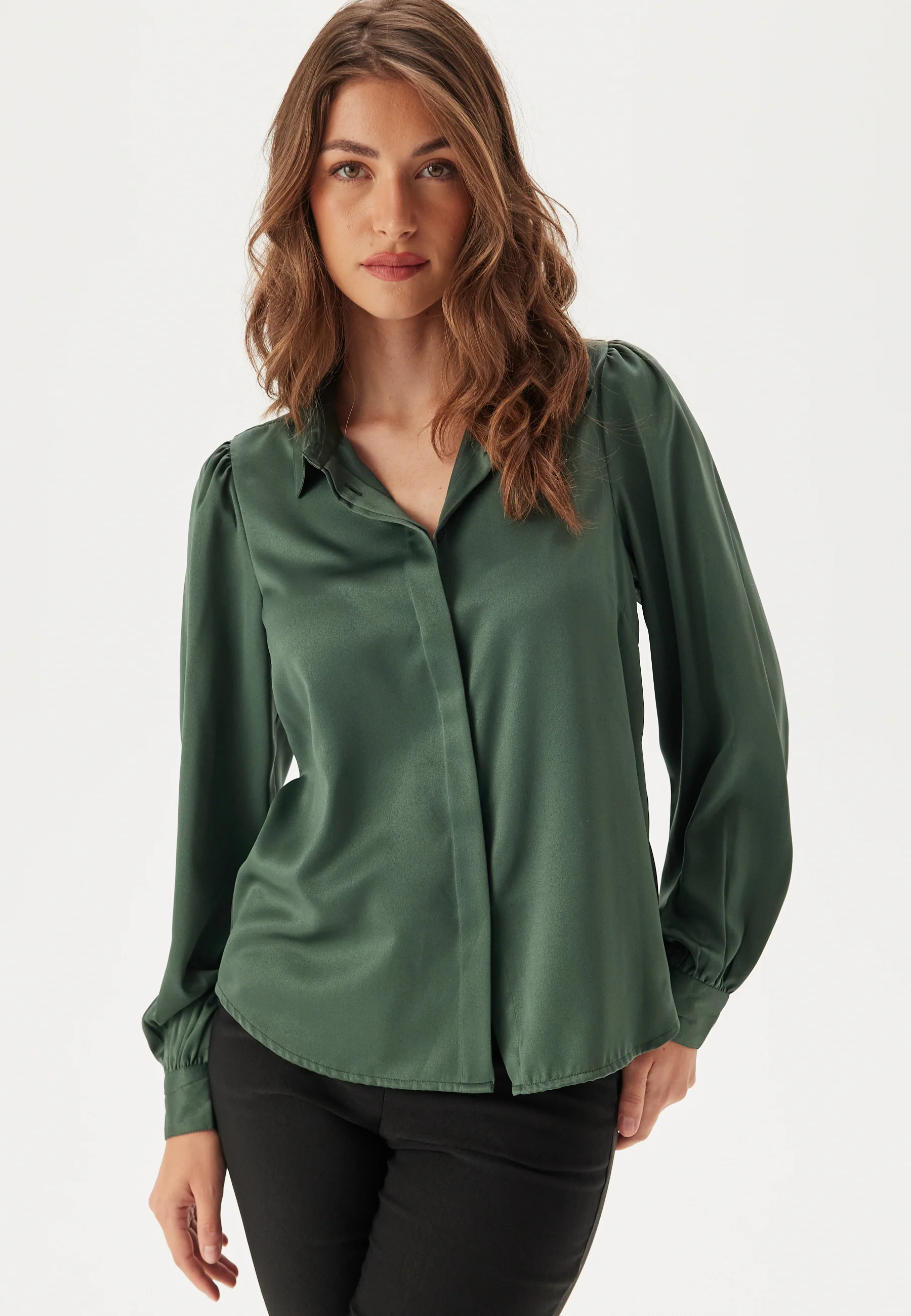 Satin Puff Sleeve Shirt - Image 4