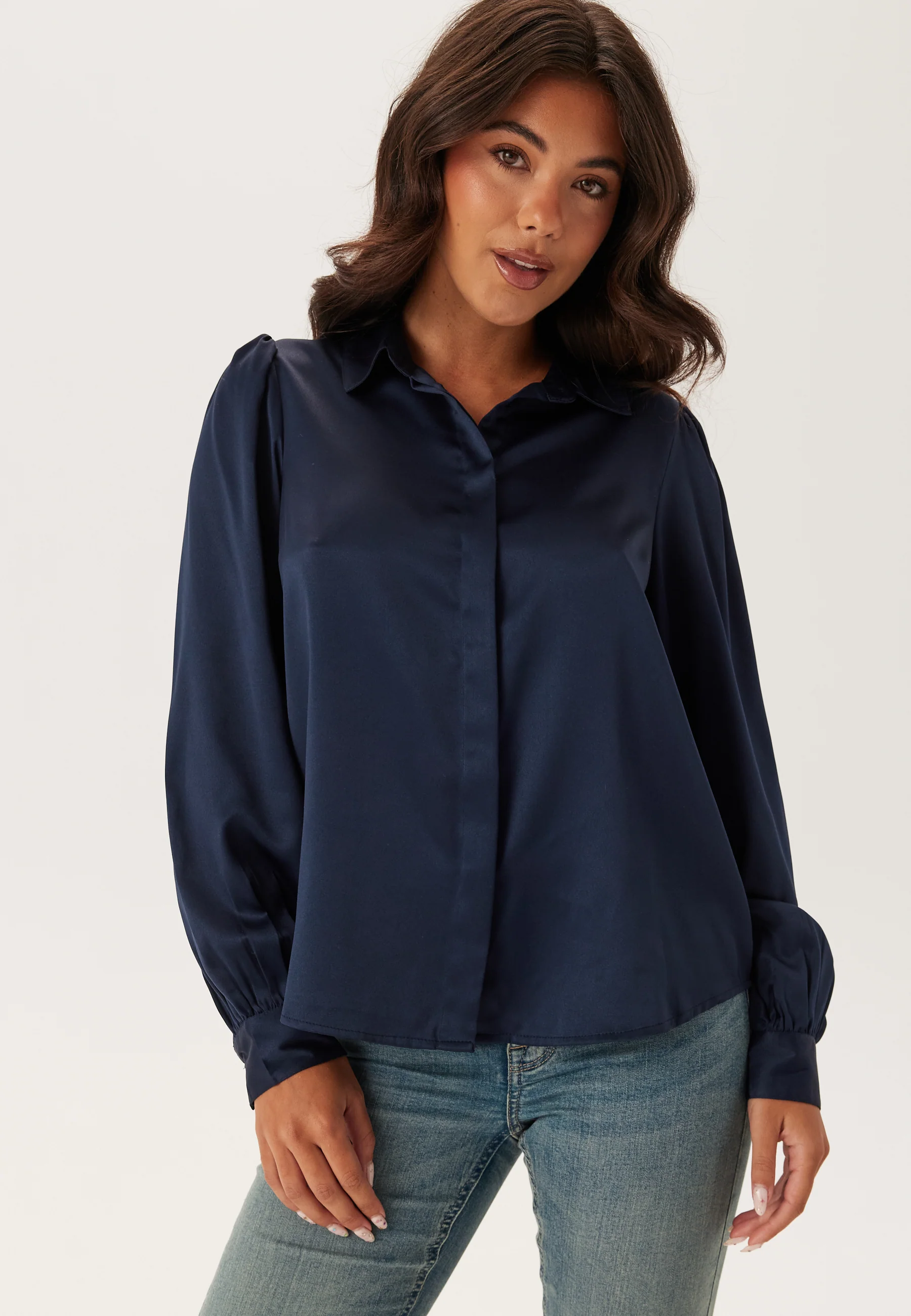 Satin Puff Sleeve Shirt - Image 2