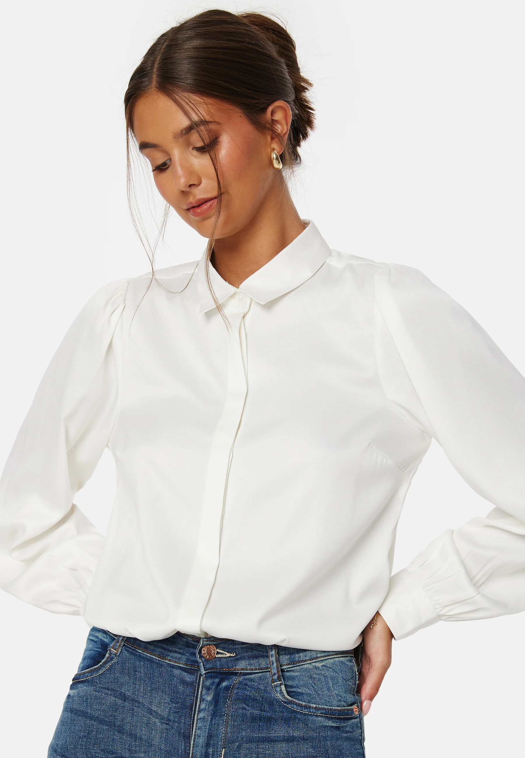 Satin Puff Sleeve Shirt - Image 3