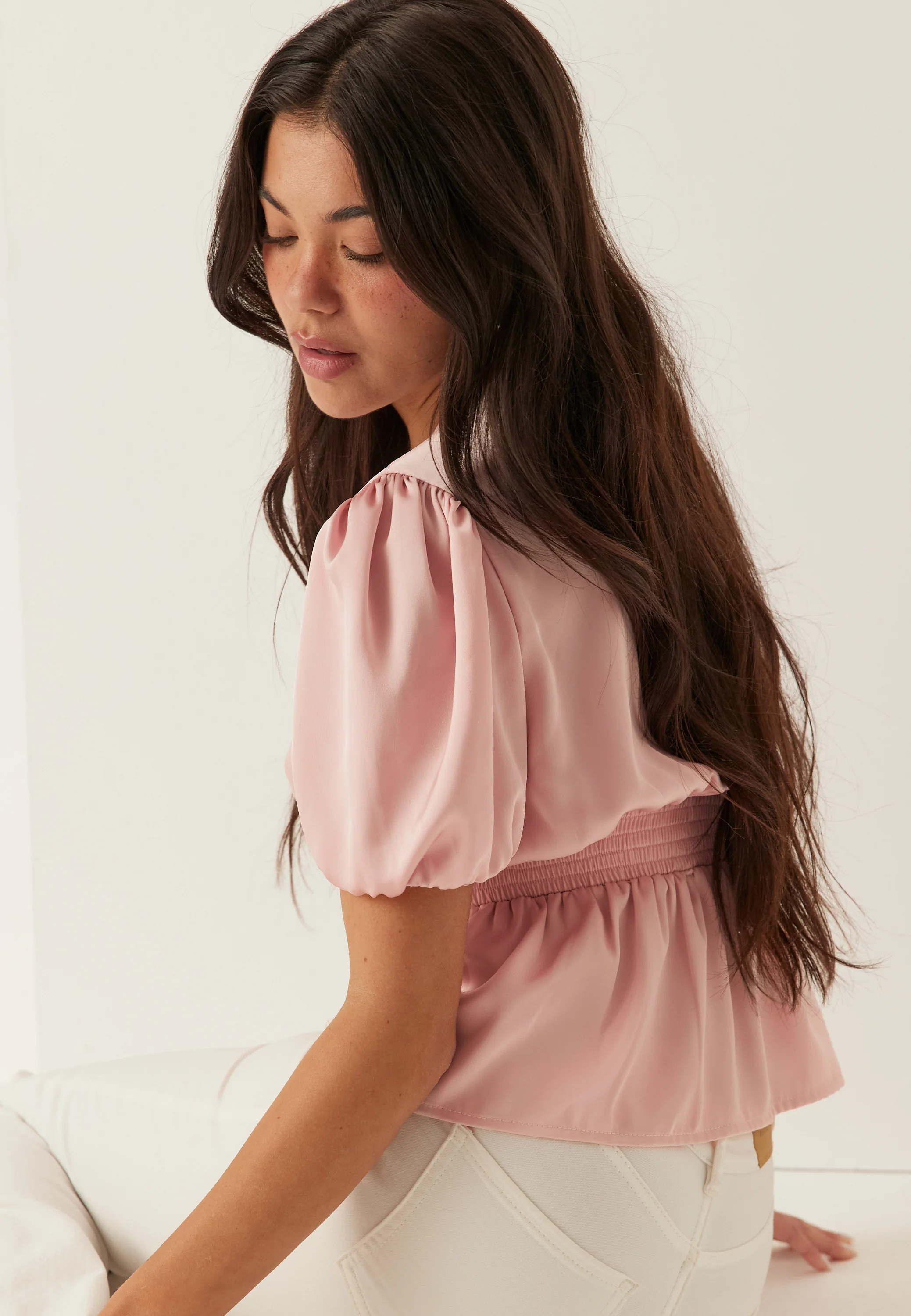 Satin Short Sleeve Blouse - Image 2