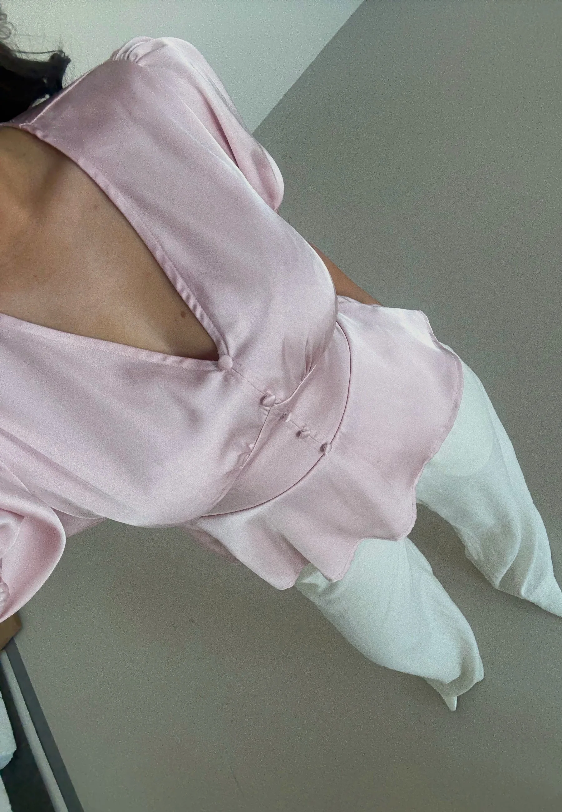 Satin Short Sleeve Blouse - Image 5