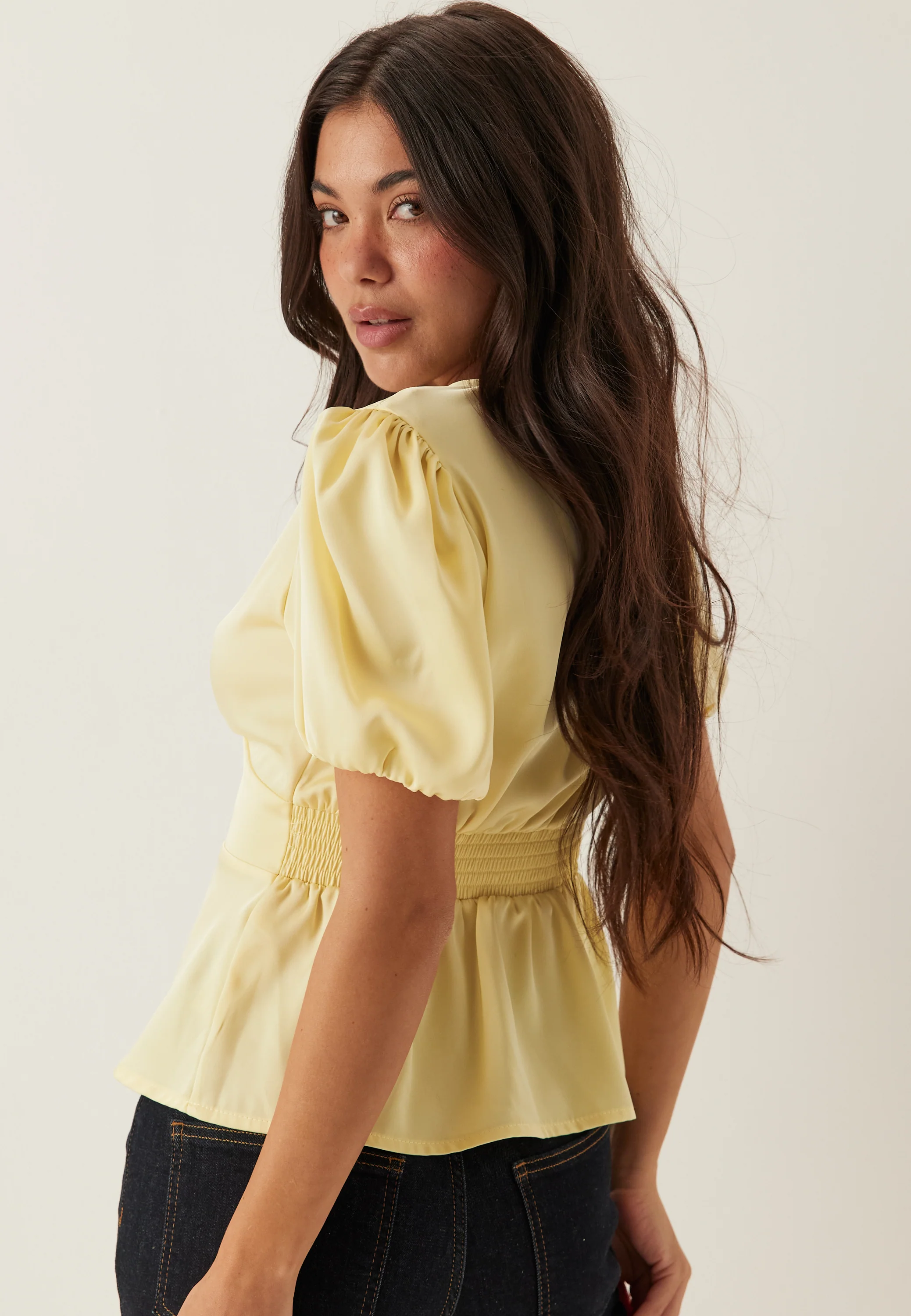 Satin Short Sleeve Blouse - Image 3