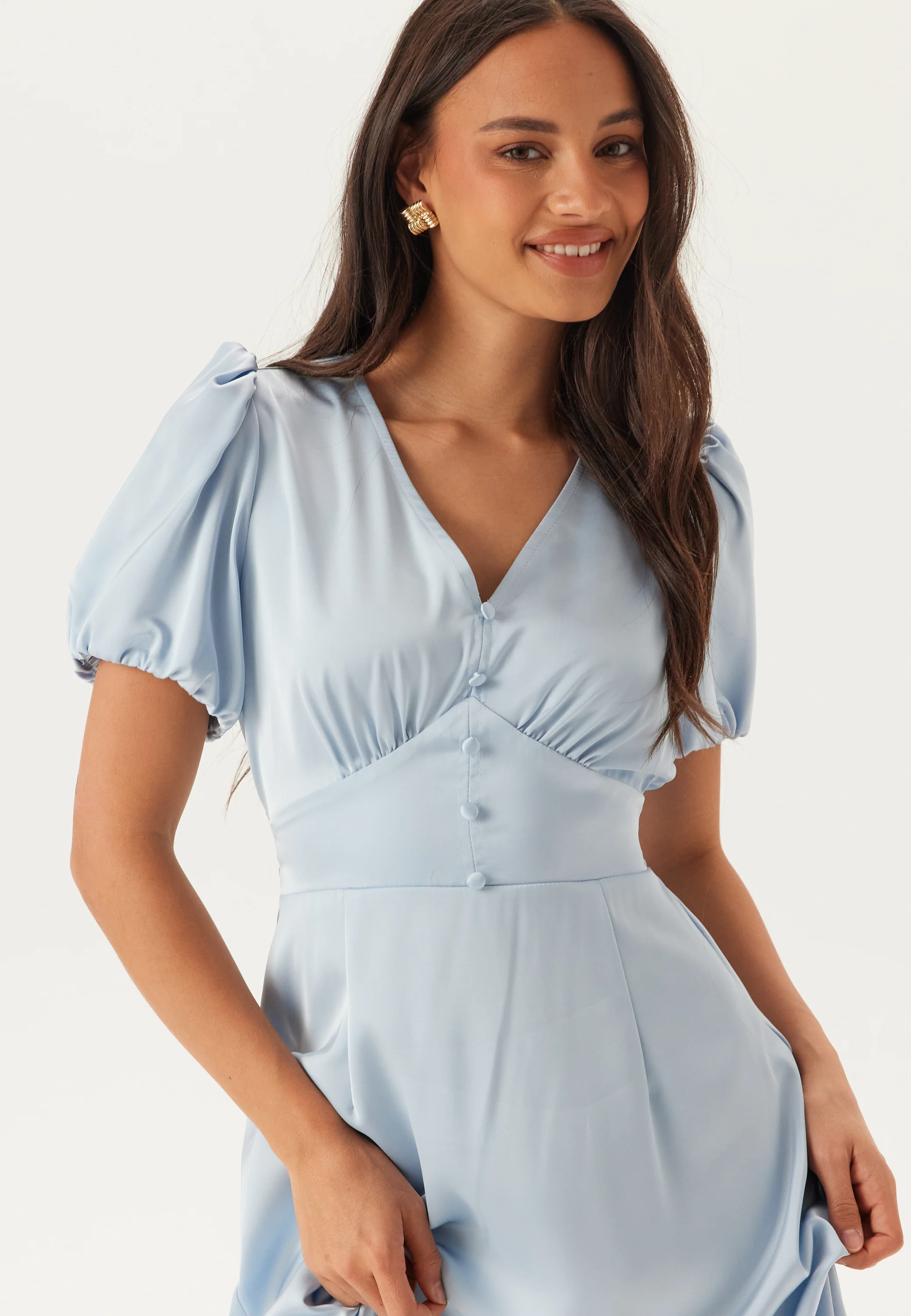 Satin Short Sleeve Maxi Dress - Image 2