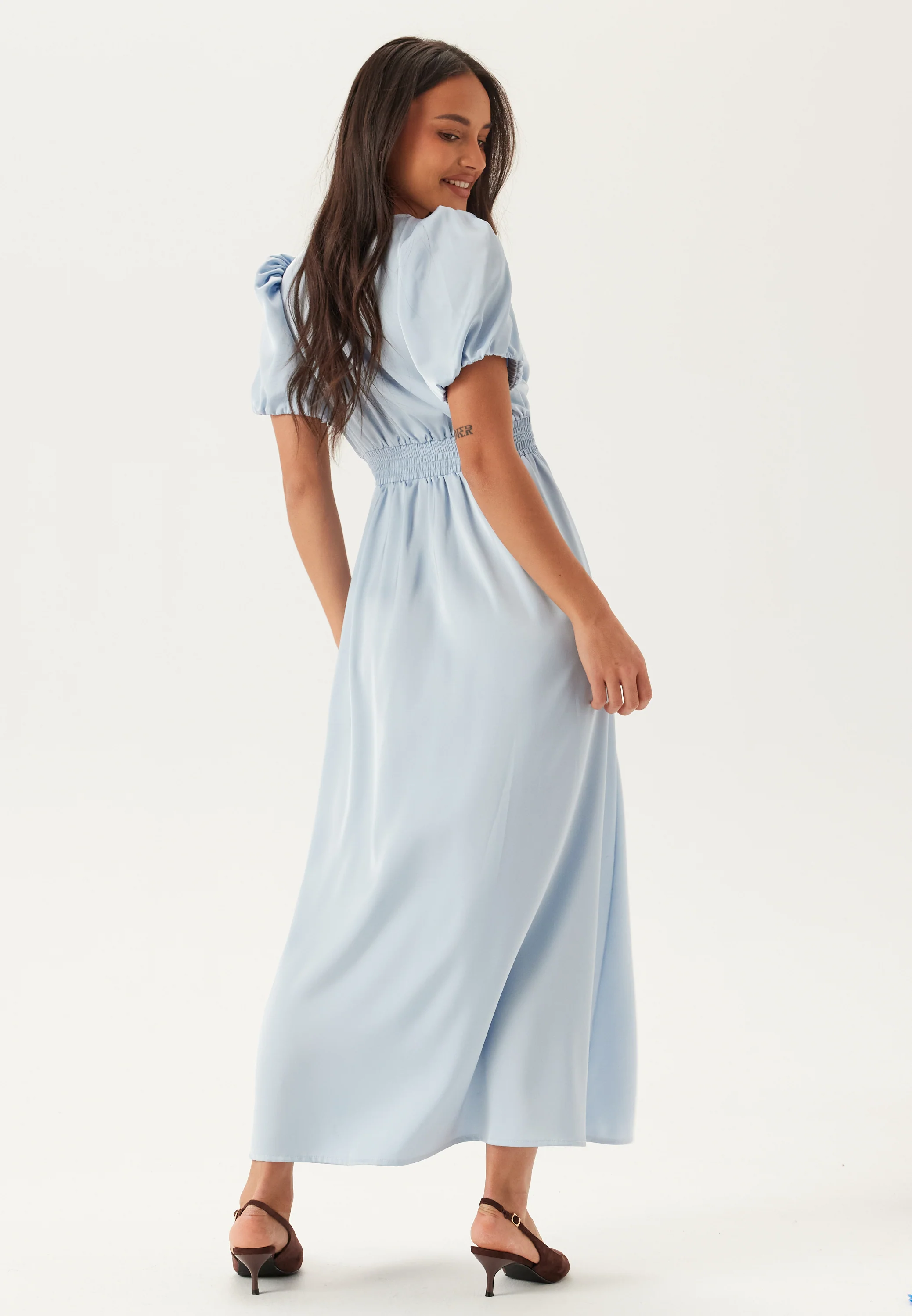 Satin Short Sleeve Maxi Dress - Image 3