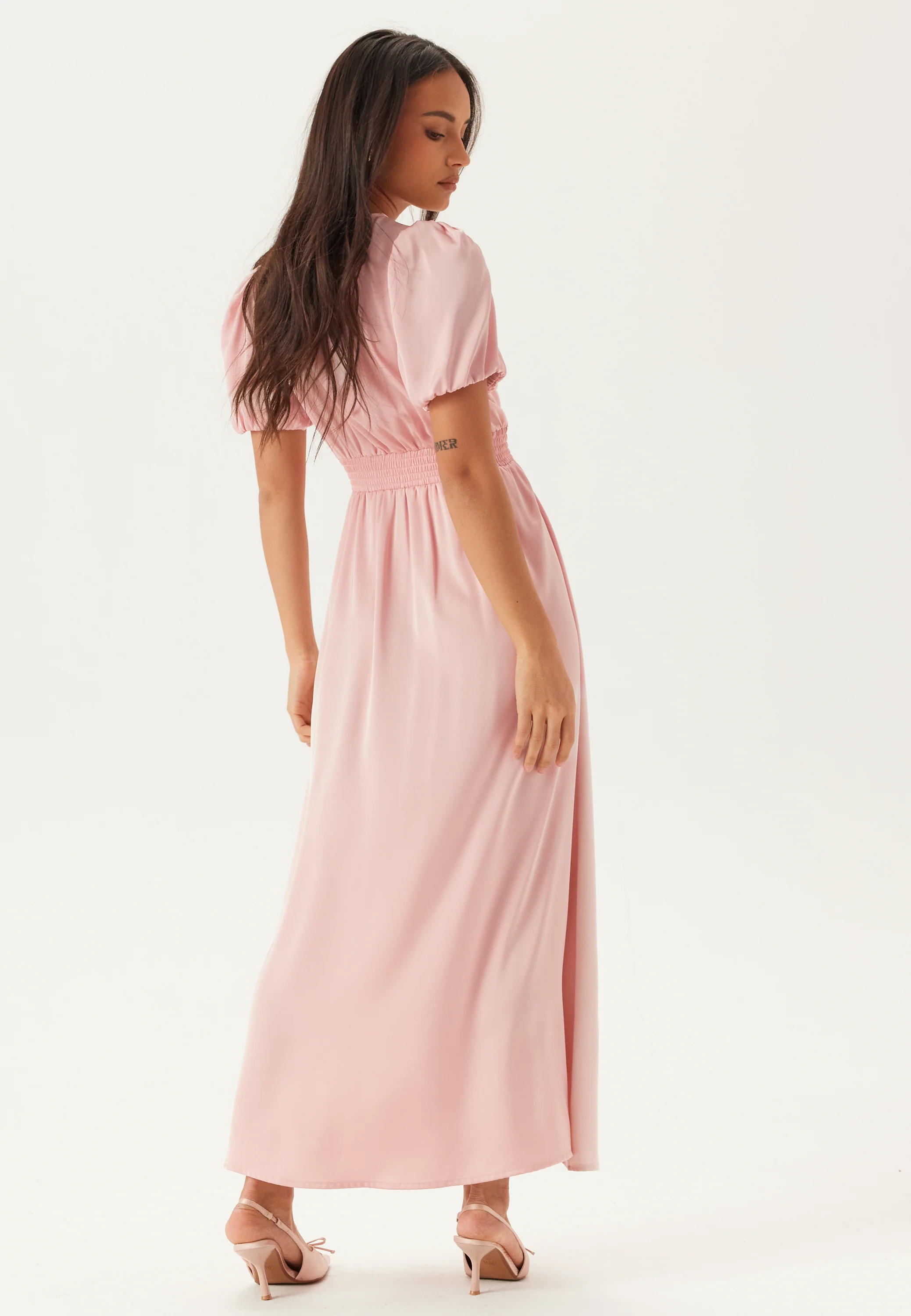 Satin Short Sleeve Maxi Dress - Image 3