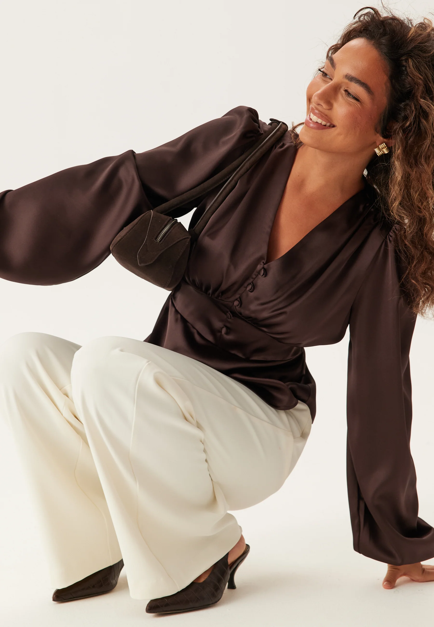 Satin V-neck Blouse - Image 5