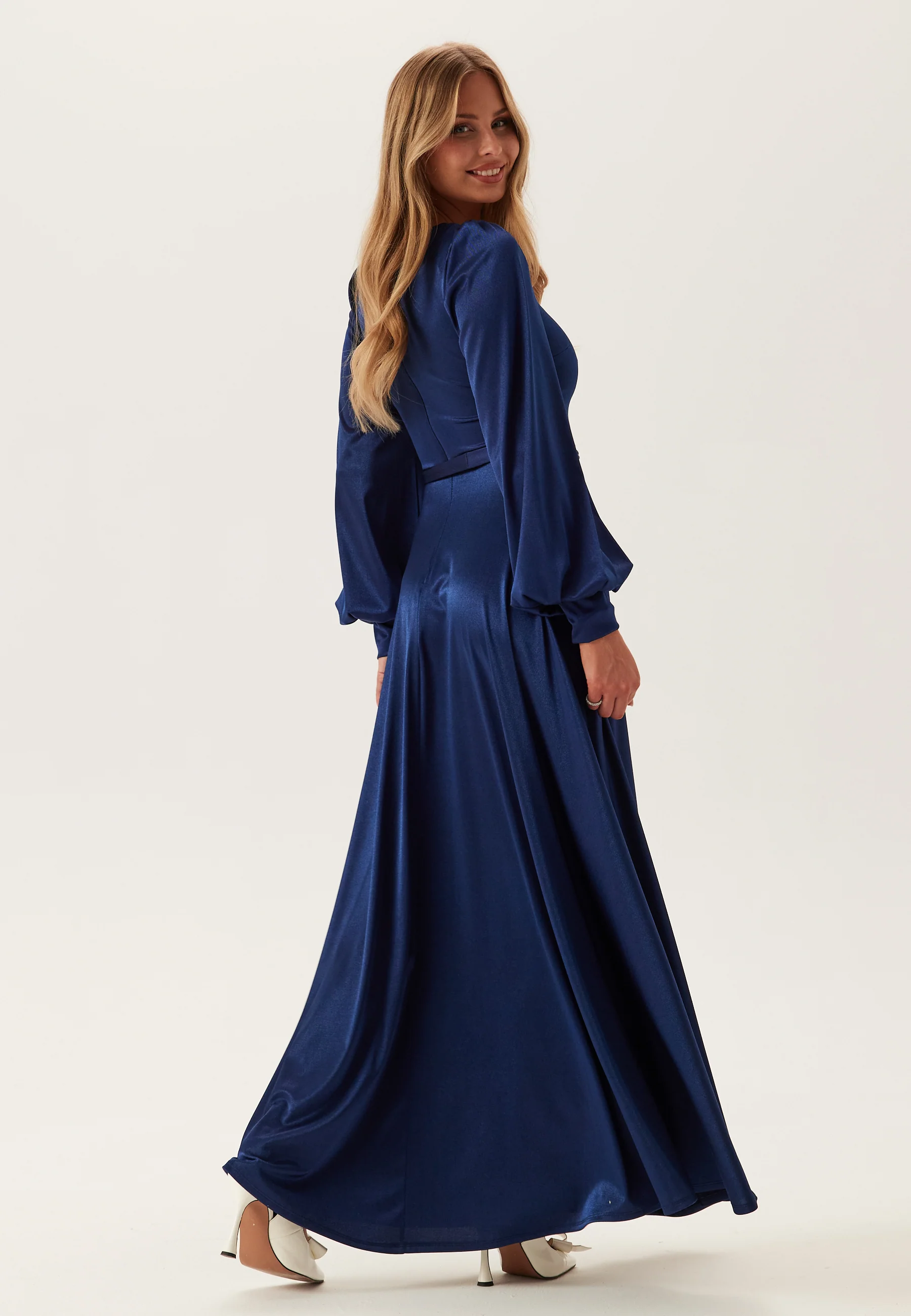 Satin Volume Sleeve Maxi Dress - Image 2