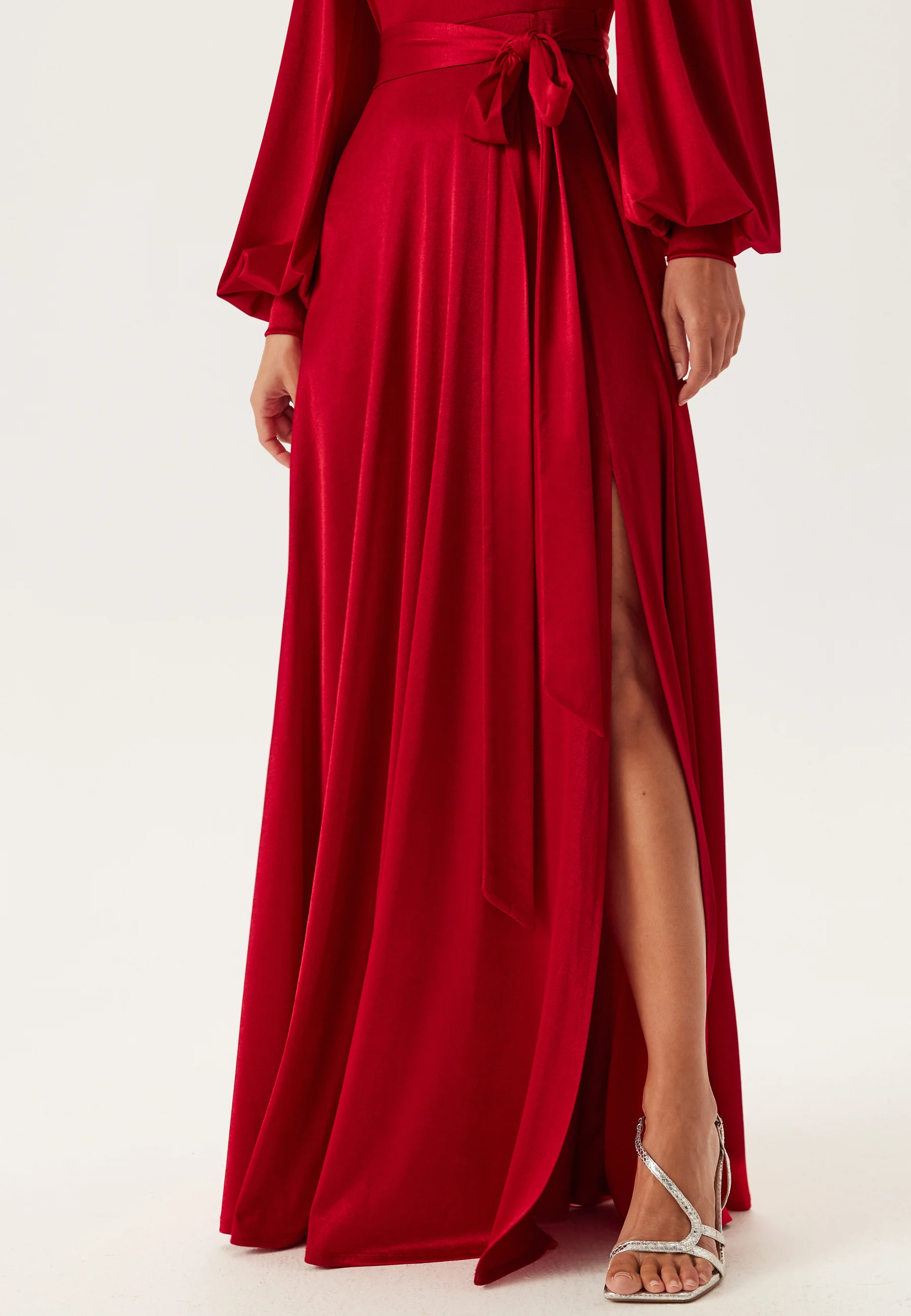 Satin Volume Sleeve Maxi Dress - Image 4