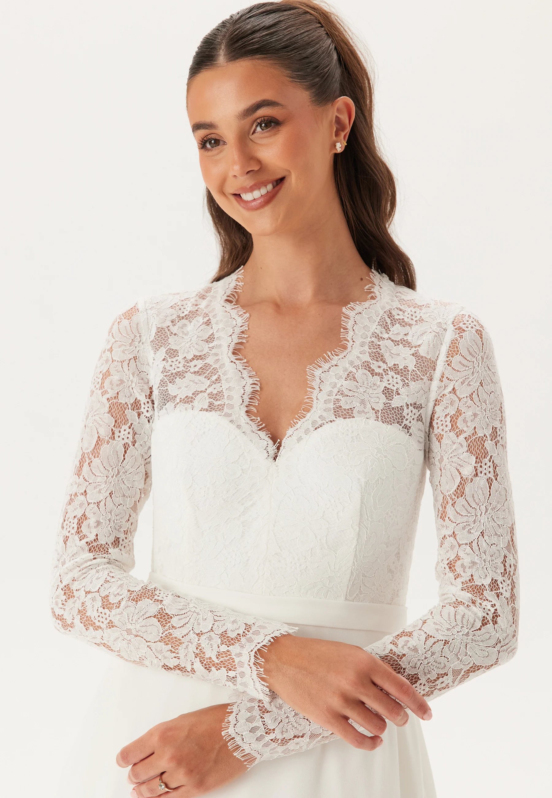 Scallop V-Neck Lace Gown - Image 4