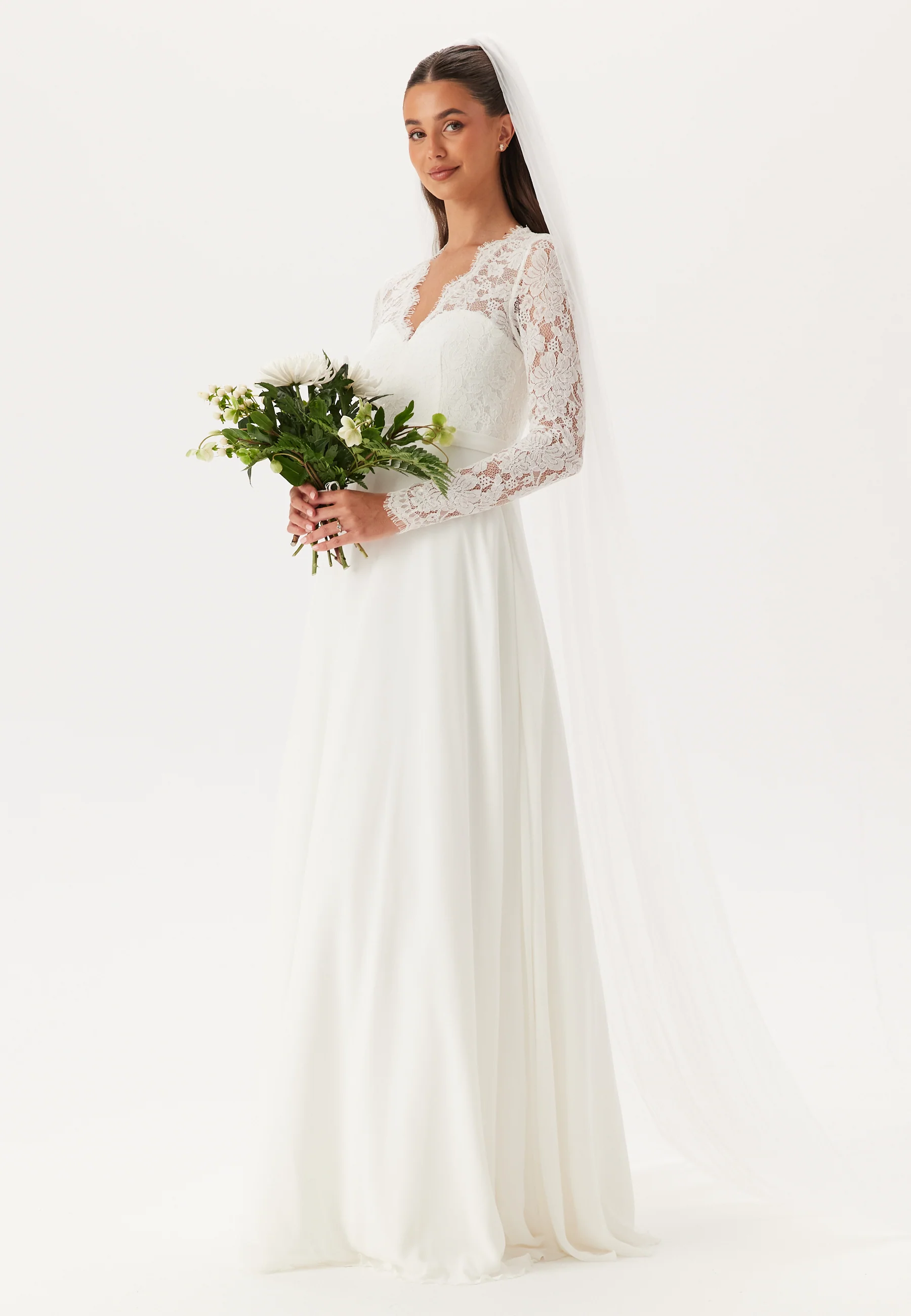 Scallop V-Neck Lace Gown - Image 6
