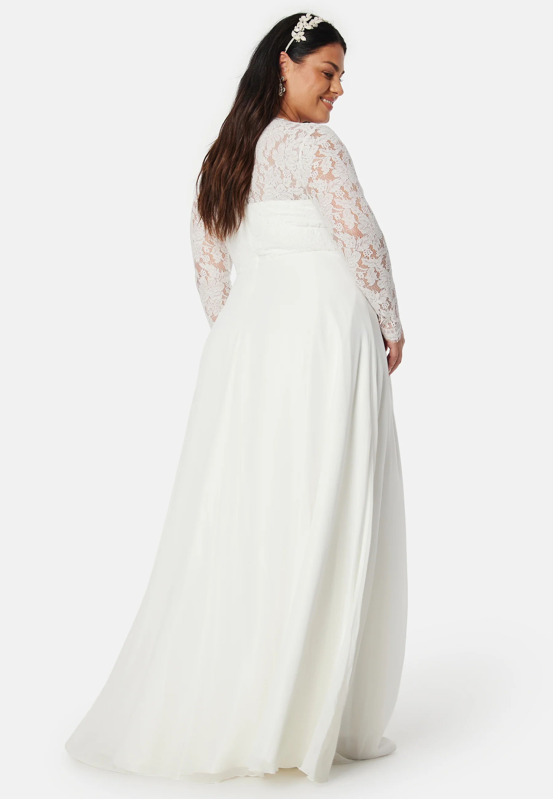 Scallop V-Neck Lace Gown - Image 9