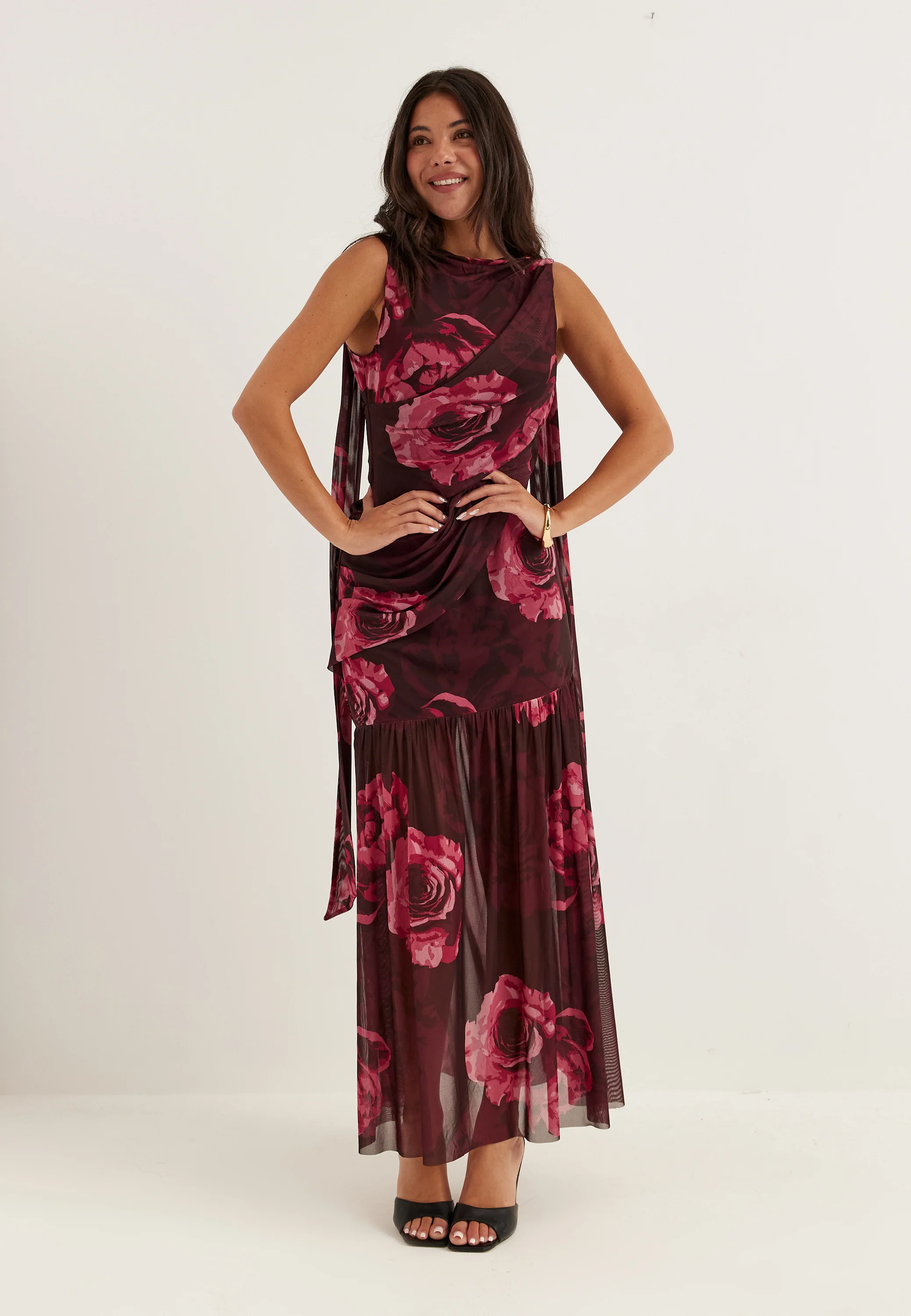 Scarf Mesh Ankle Dress - Image 4