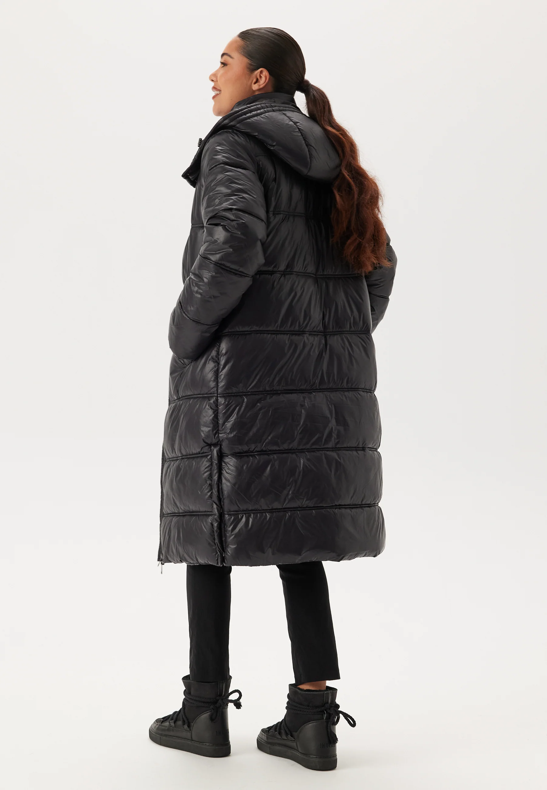 Semi Shiny Long Padded Jacket - Image 4