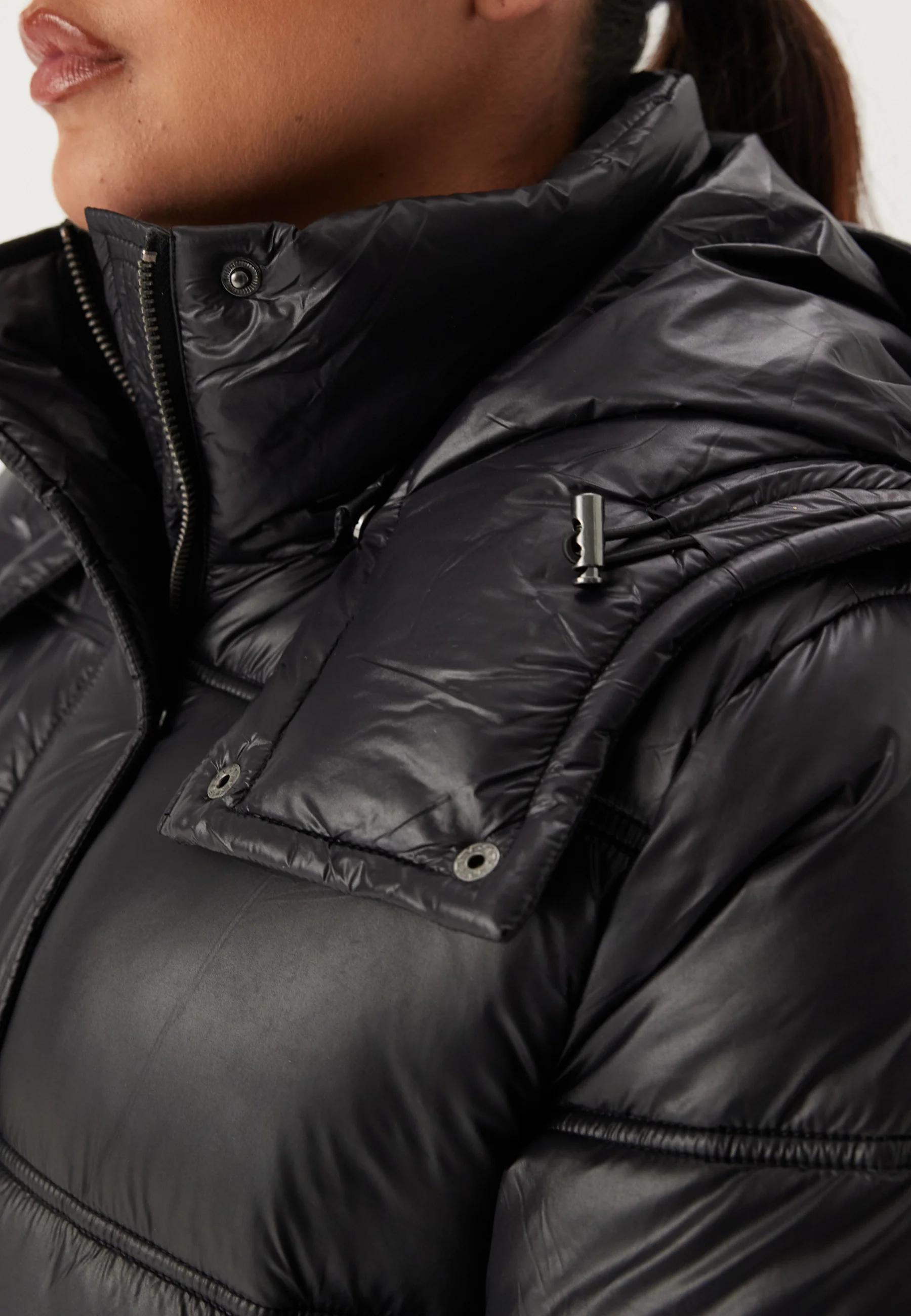 Semi Shiny Long Padded Jacket - Image 5