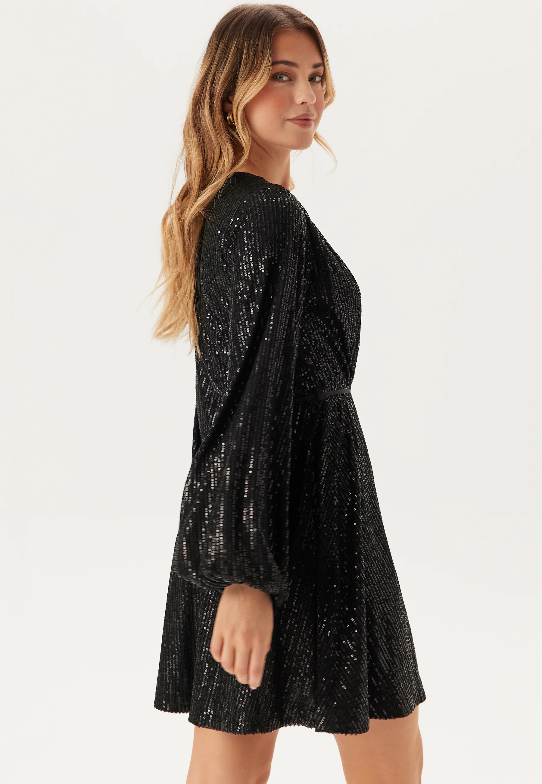 Sequin Balloon Sleeve Dress - Image 2