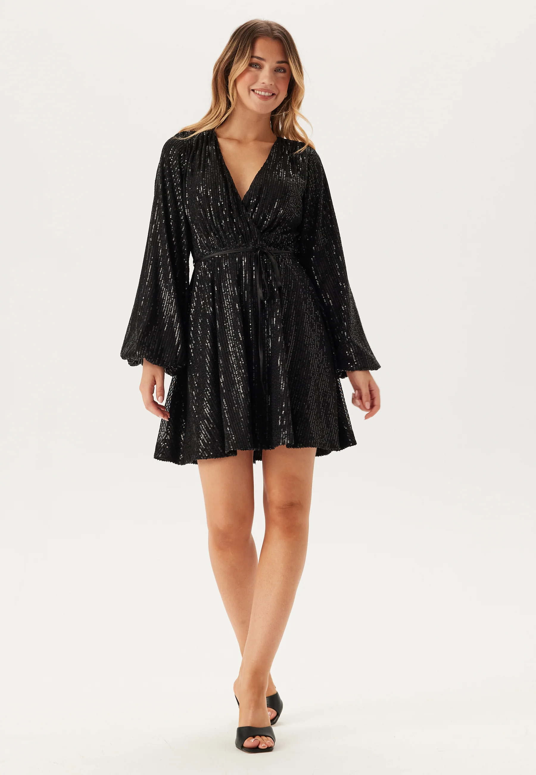 Sequin Balloon Sleeve Dress - Image 3
