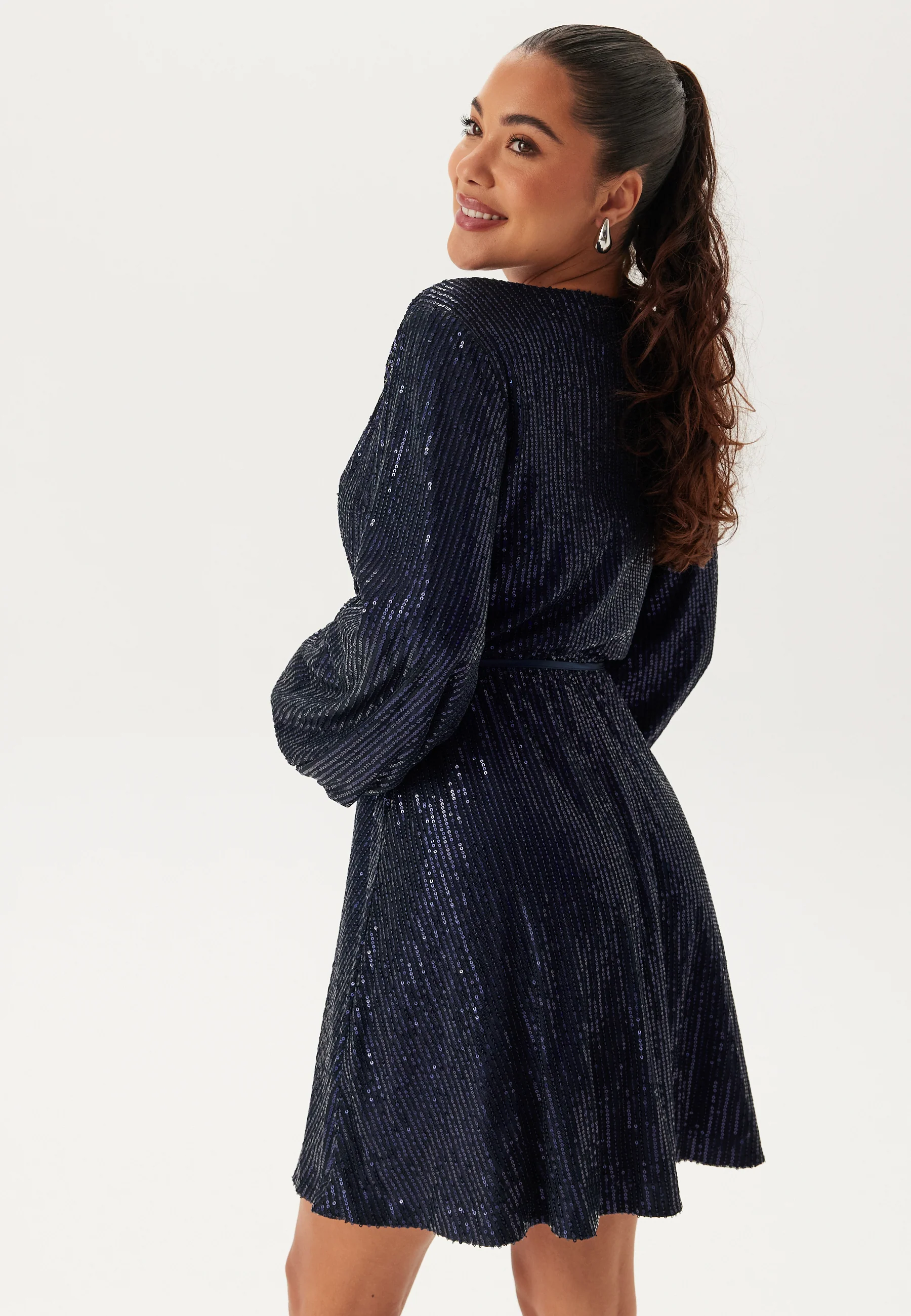 Sequin Balloon Sleeve Dress - Image 2
