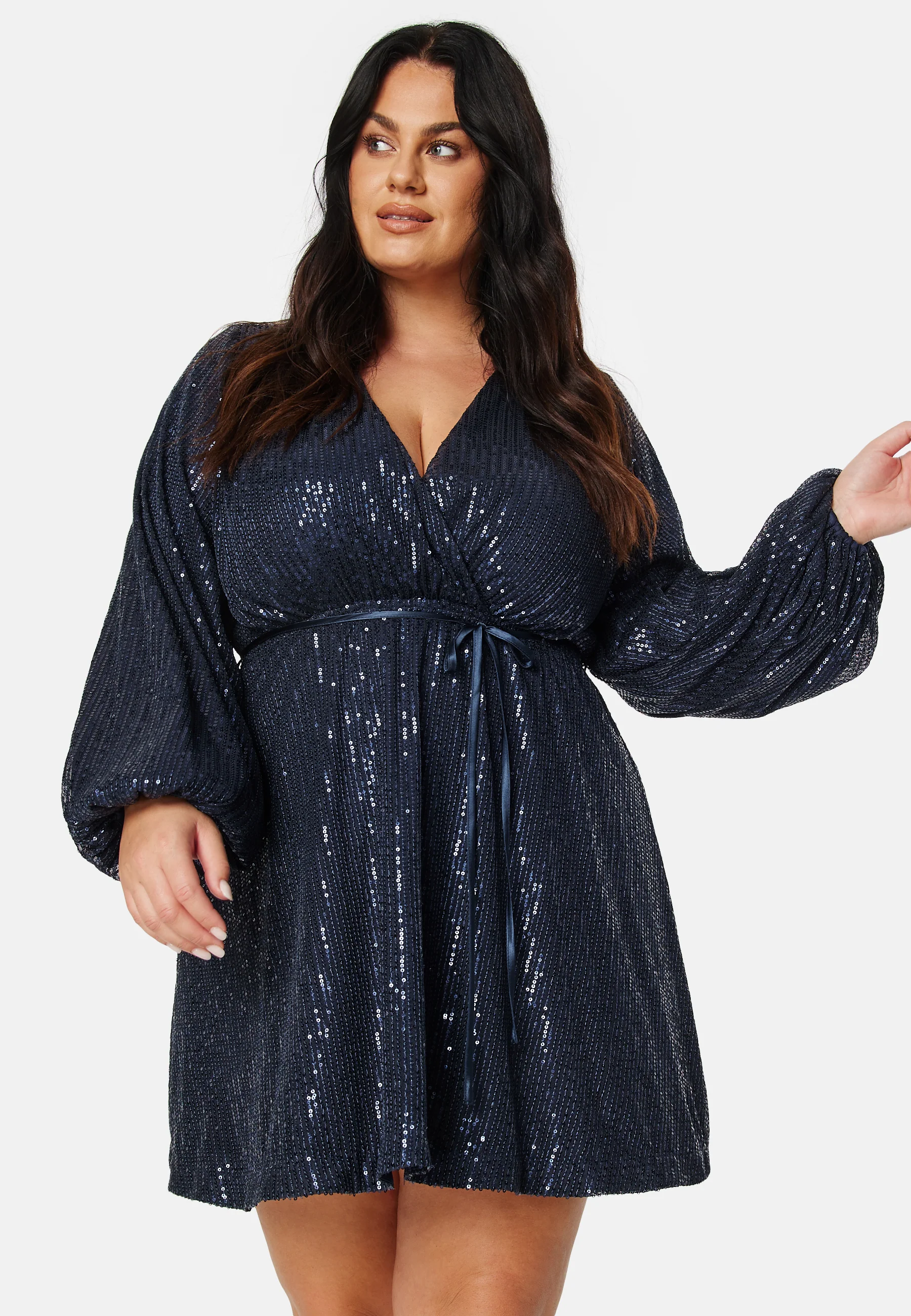 Sequin Balloon Sleeve Dress - Image 5