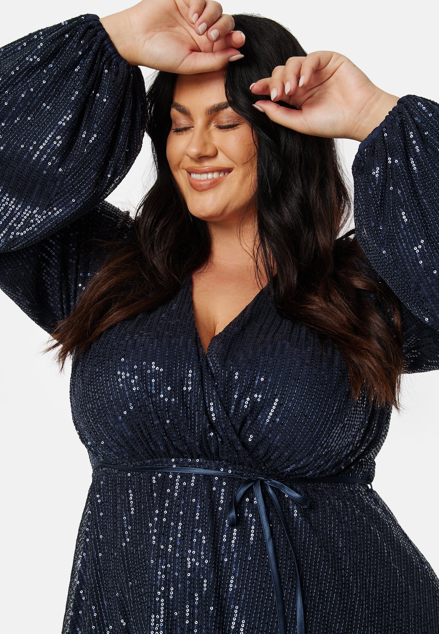 Sequin Balloon Sleeve Dress - Image 6
