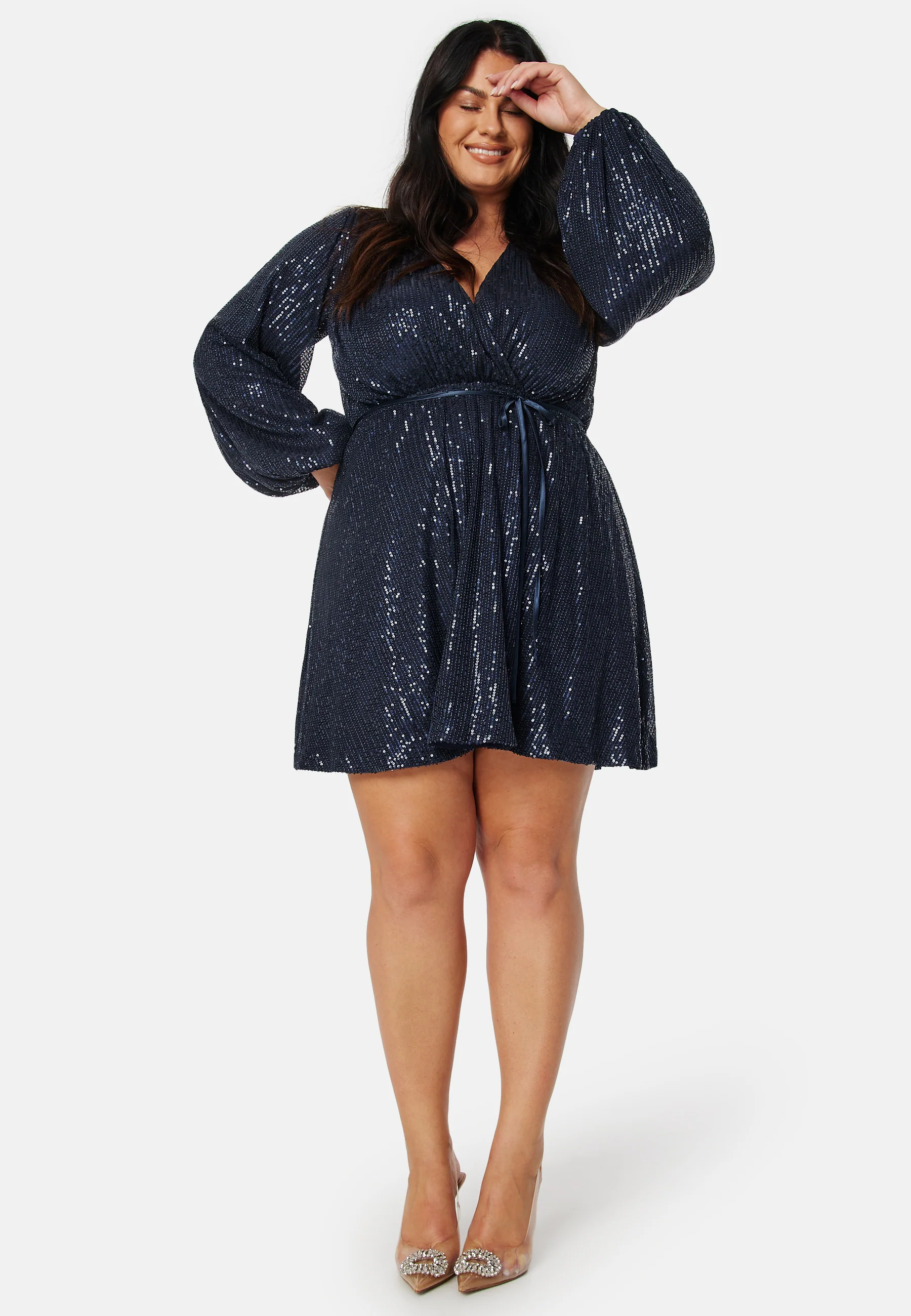 Sequin Balloon Sleeve Dress - Image 7