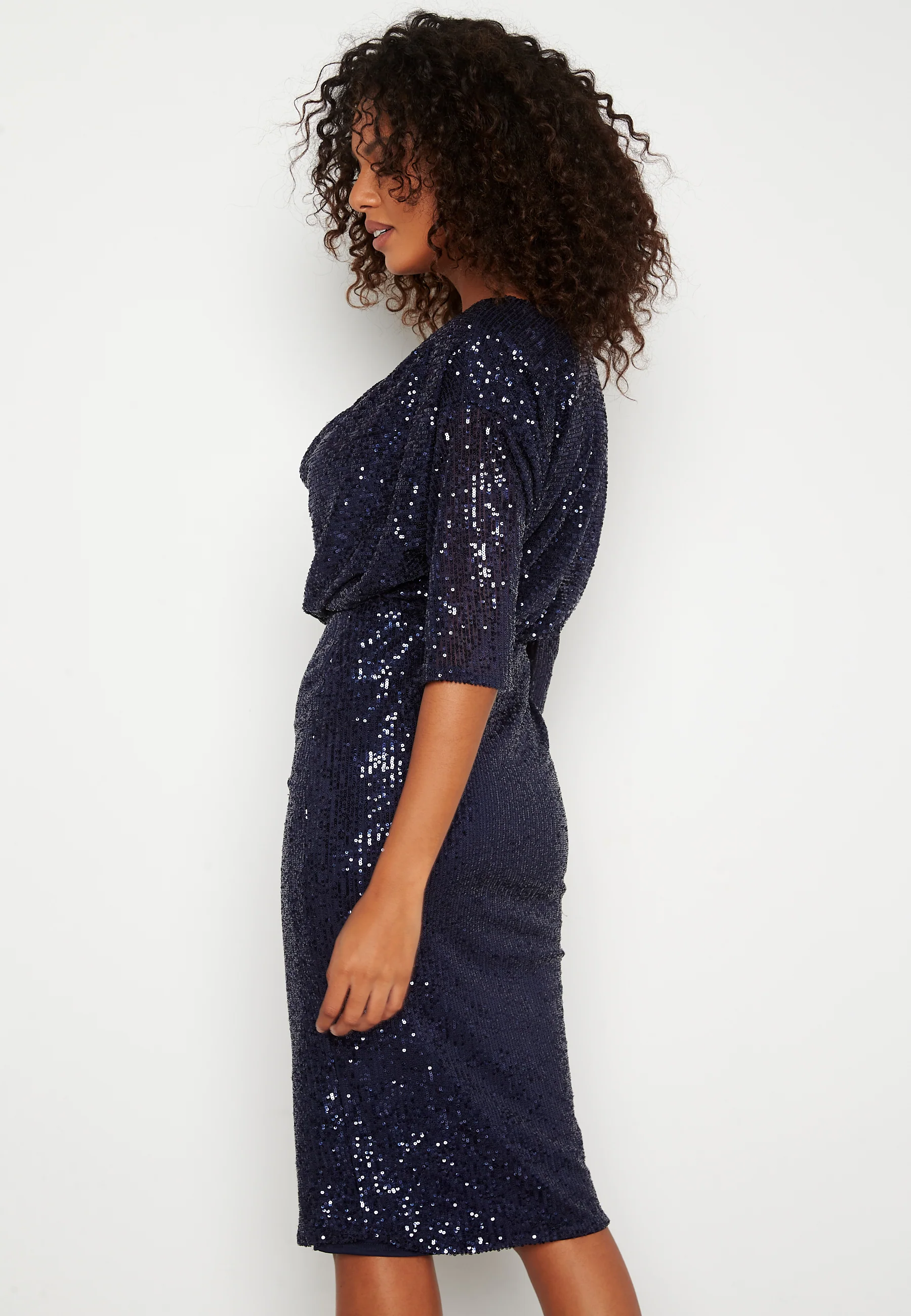 Sequin Cowl Neck Midi Dress - Image 4